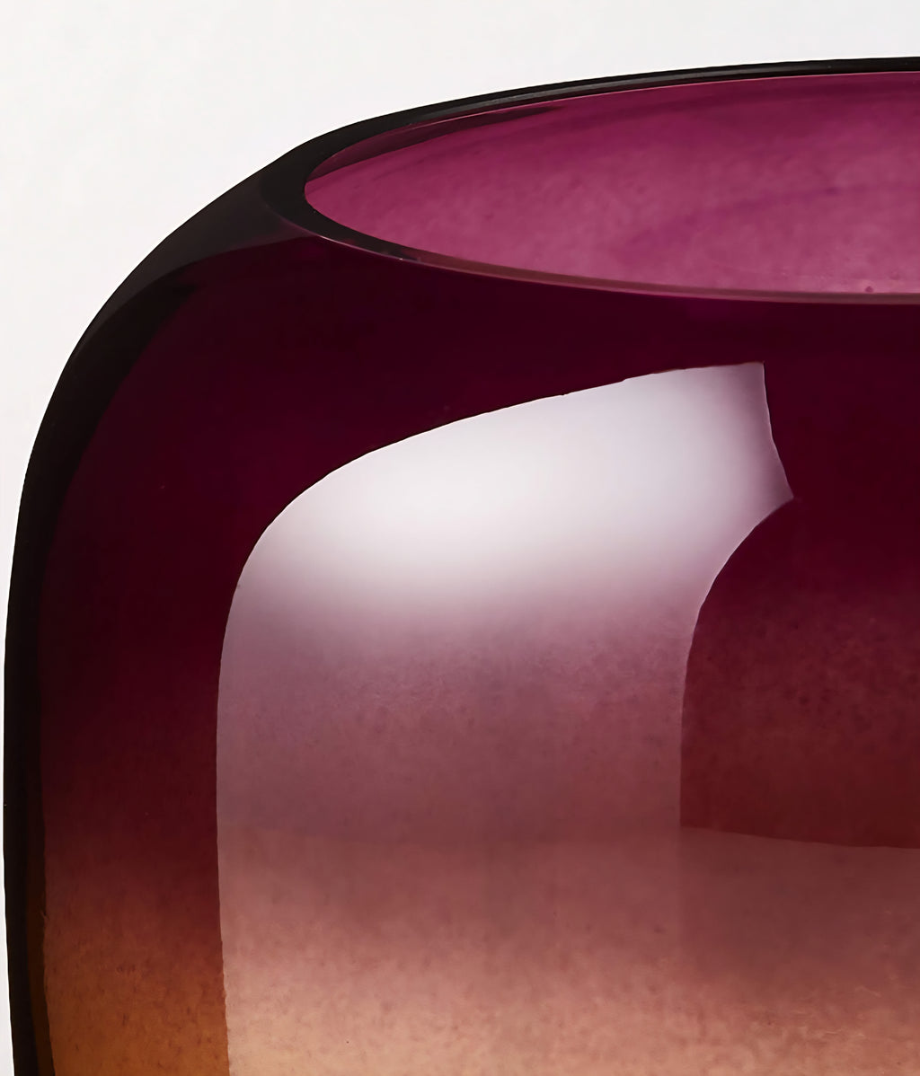 THE ONE × Coco — Round Smoked Amber Glass Hurricane Candle Holder