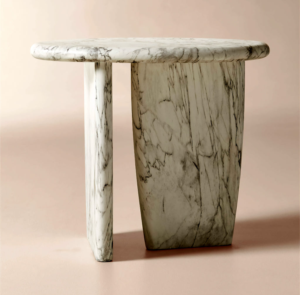 THE ONE × Anoki — Grey Marbled Resin Side Table