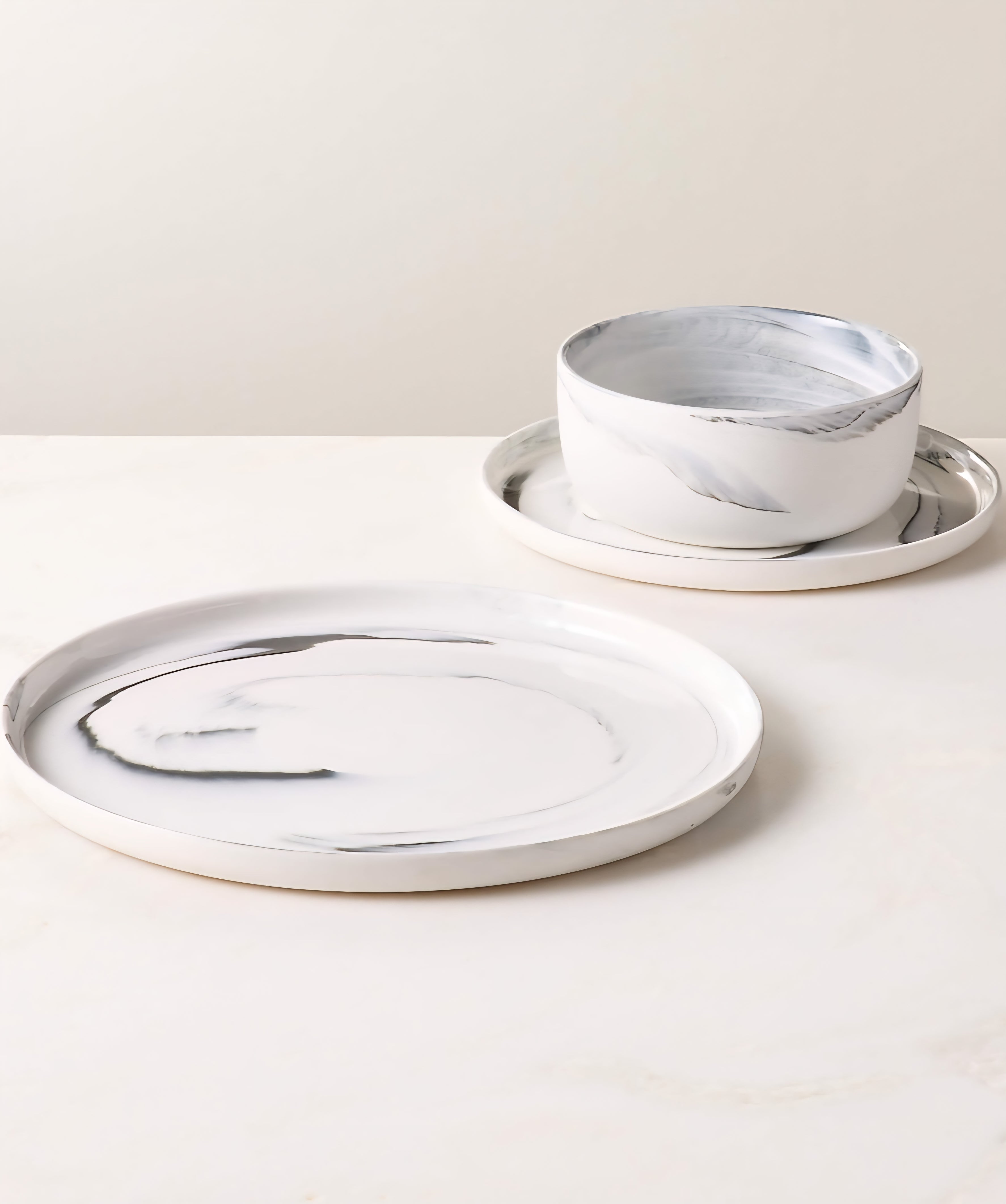 THE ONE × Swirl — 3-Piece Black and White Dinnerware Set