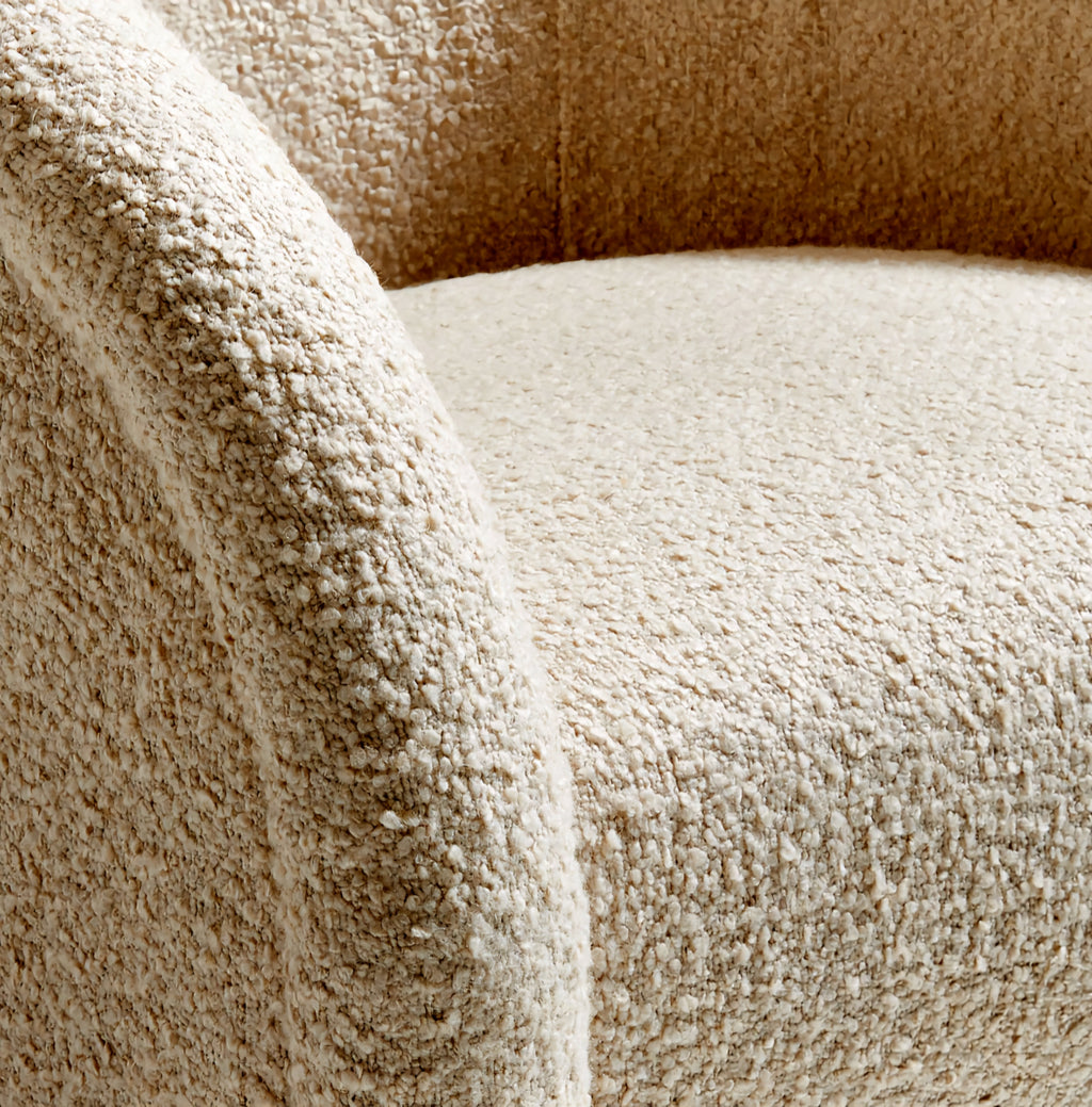 THE ONE × Medoc — Light Beige Textured Boucle Swivel Chair