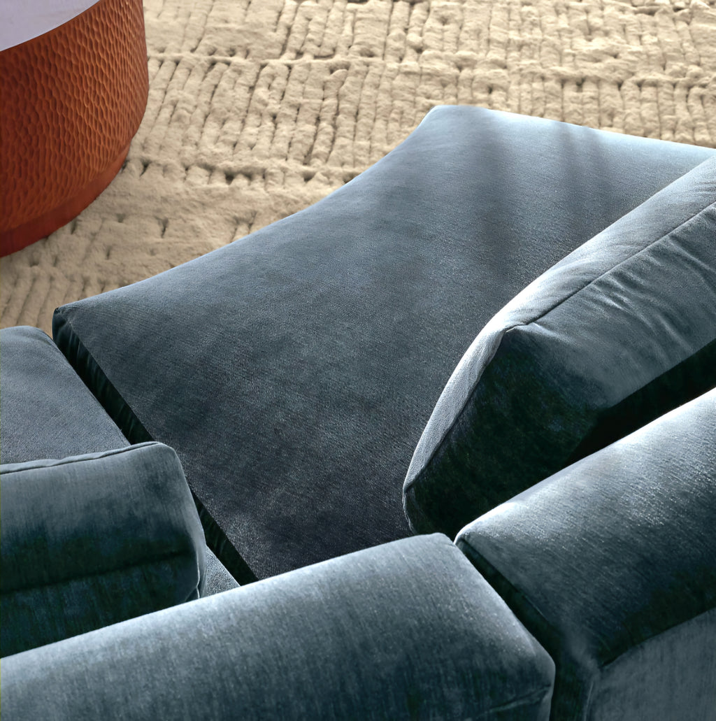 THE ONE × Sonora — Curved Blue Performance Velvet 
2-Piece Sofa