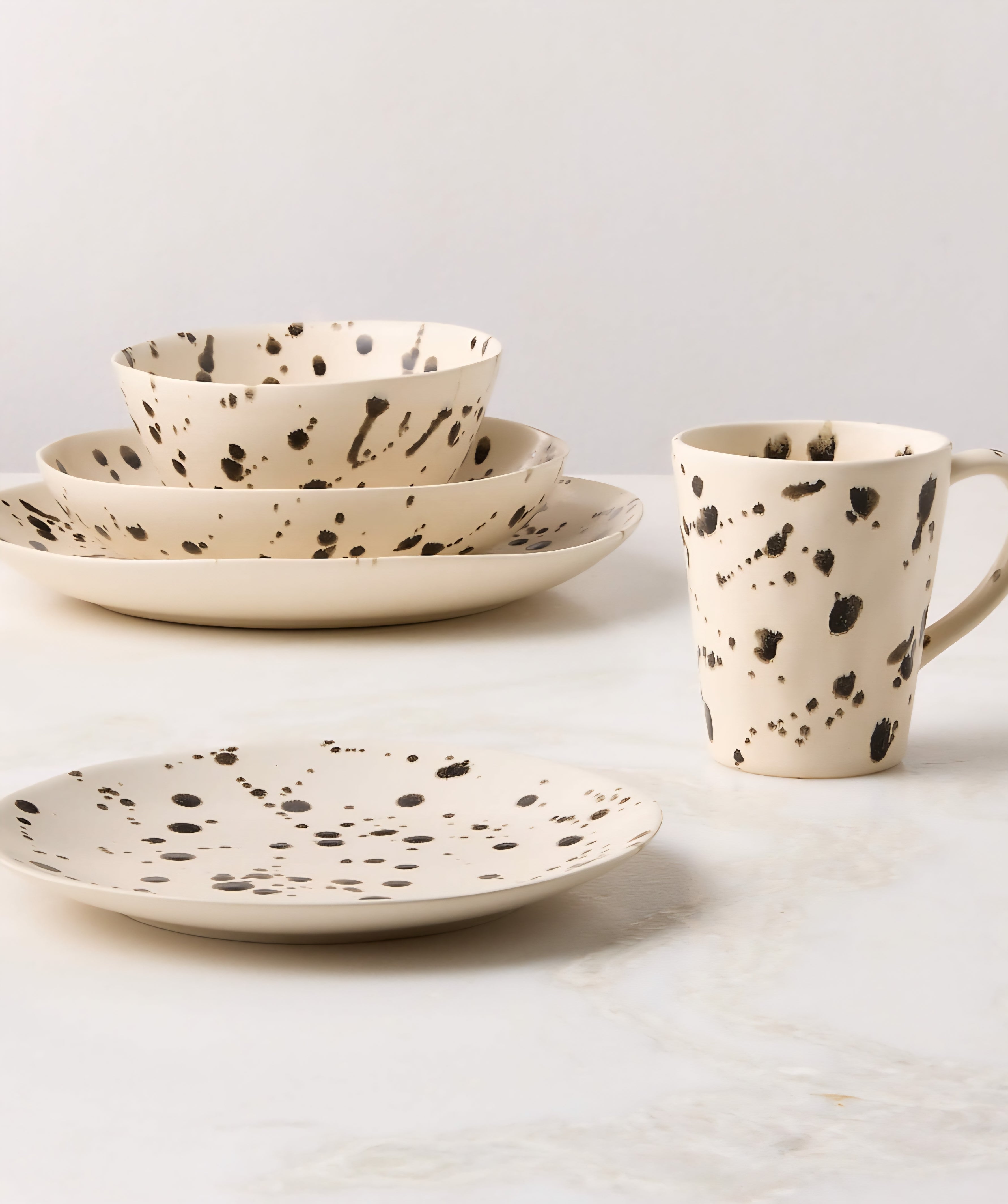 THE ONE × Harper — Black and White Splatter Soup & Pasta Bowls