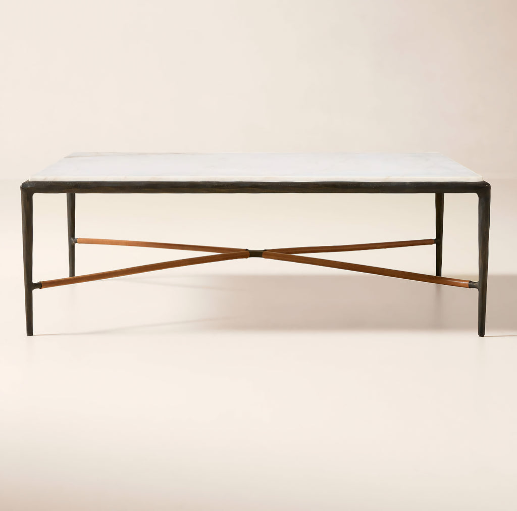 THE ONE × Kingsley — White Marble and Cast Metal Square Coffee Table