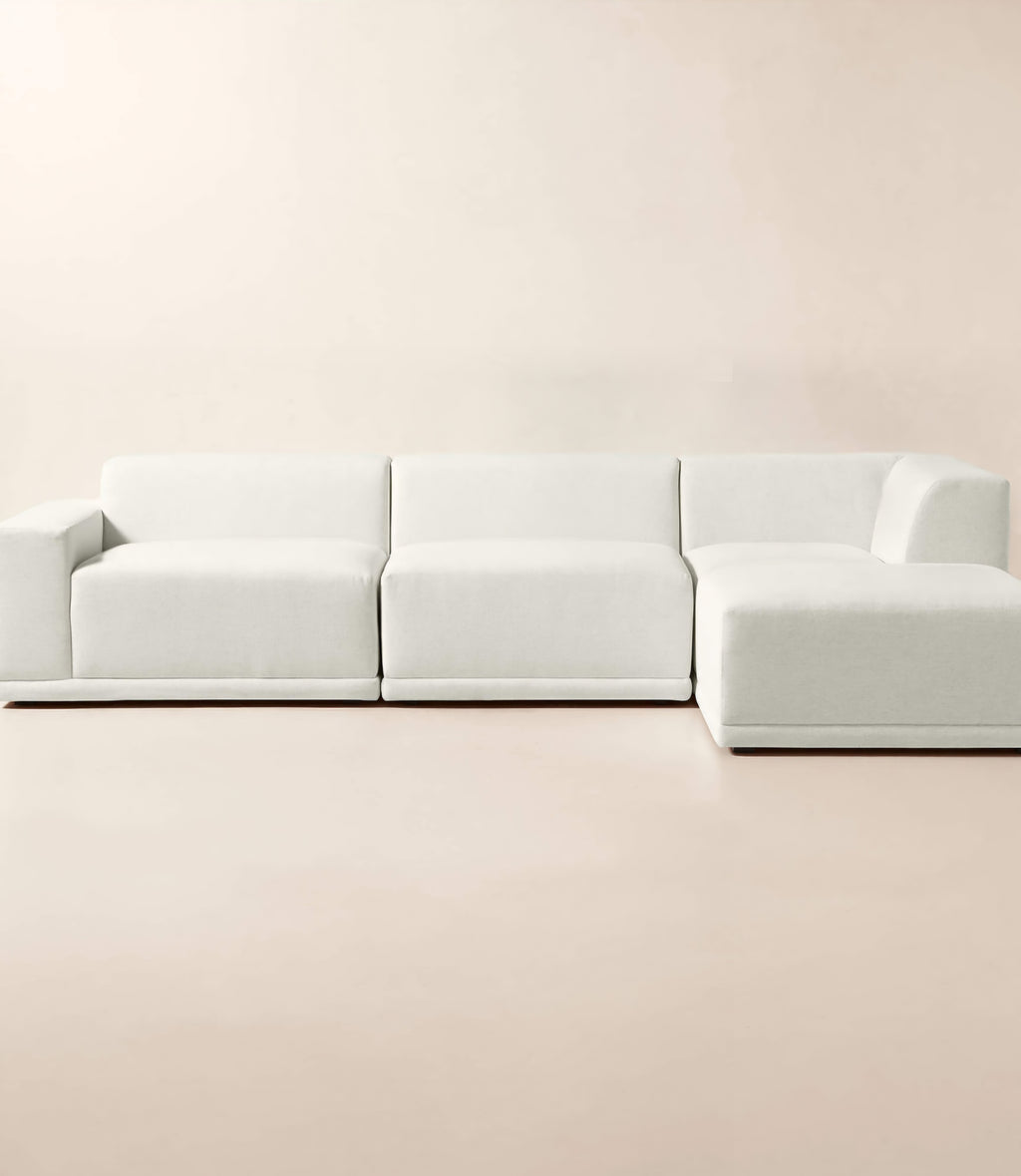 THE ONE × Faible — 4-Piece L-Shaped White Performance Linen Standard Depth Sectional Sofa with Left Arm