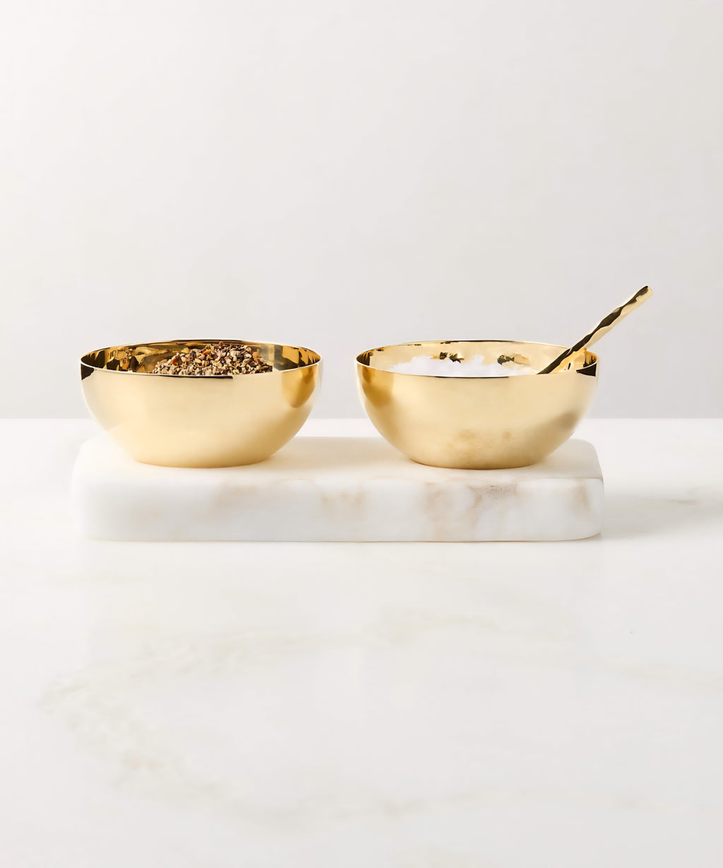 THE ONE × Unlacquered — Mini Pinch Bowl Set with White Alabaster Base