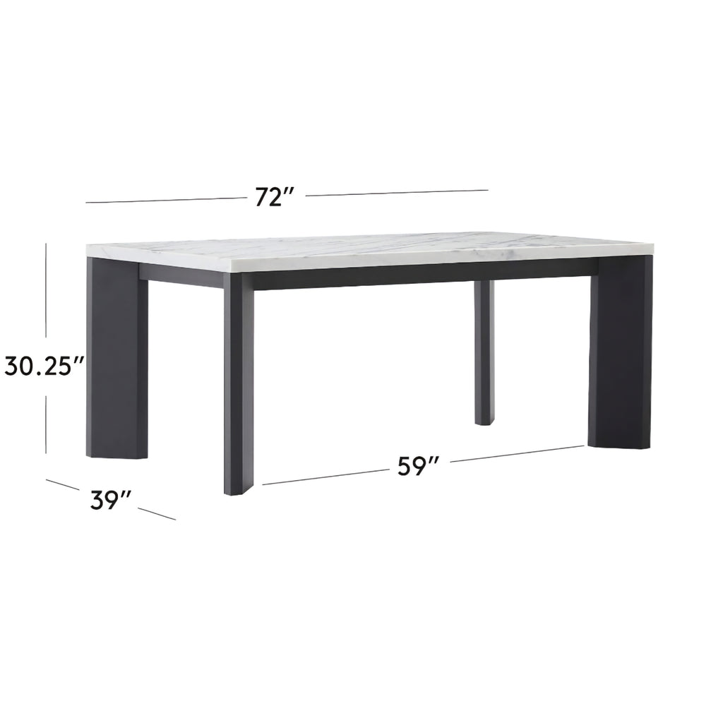 THE ONE × Sydney — Rectangular Carrara Marble Dining Table with Black Steel Legs