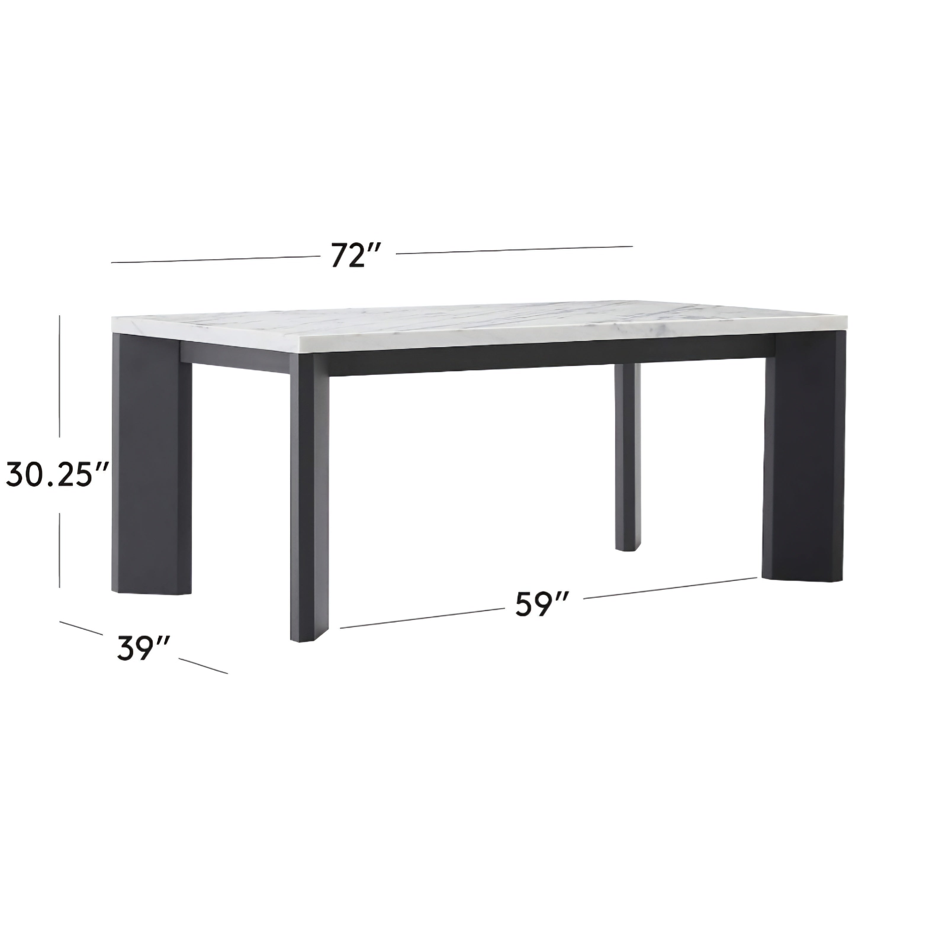 THE ONE × Sydney — Rectangular Carrara Marble Dining Table with Black Steel Legs
