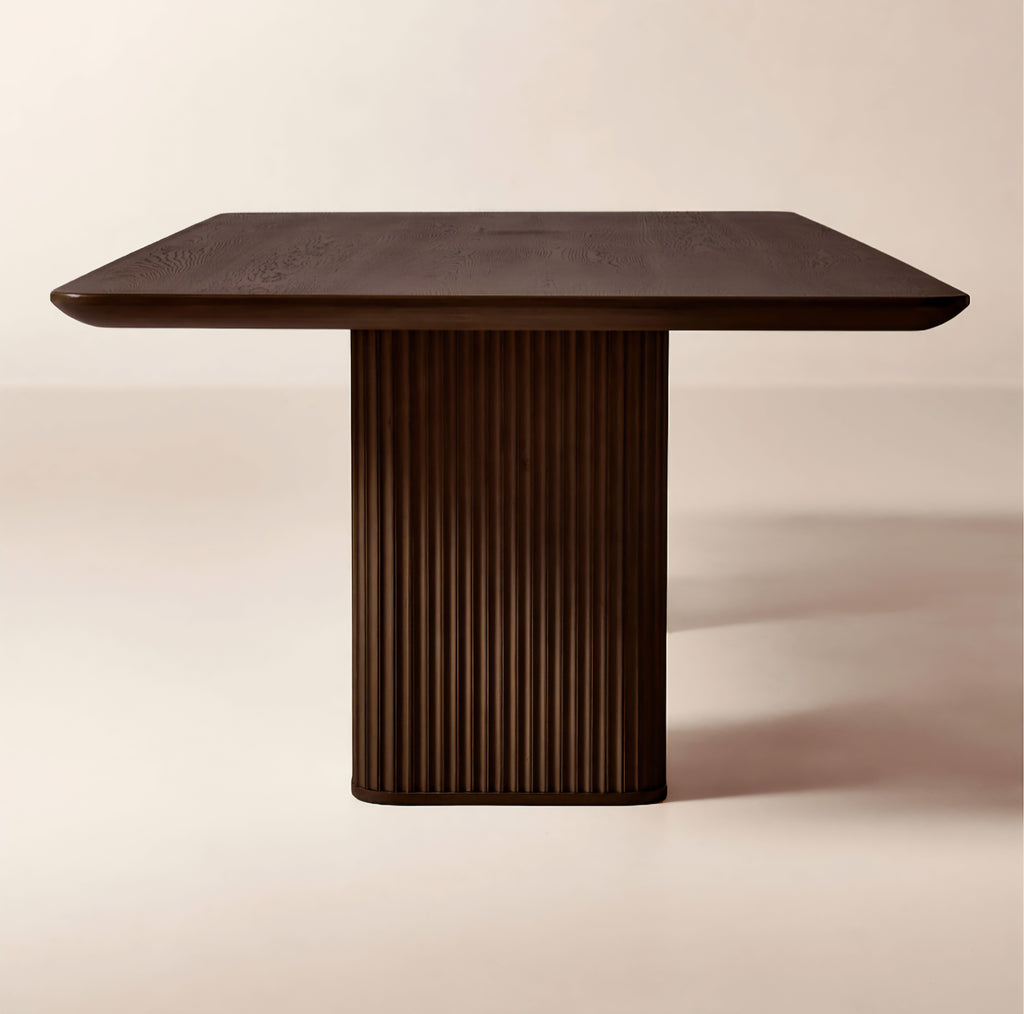 THE ONE × Davison — 55" Round Fluted Dark Oak Dining Table