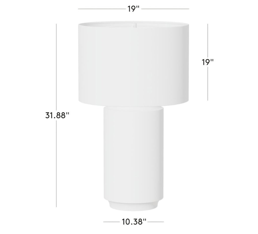 THE ONE × Rosalind — White Ceramic Reactive Glaze Table Lamp with Silk Shade
