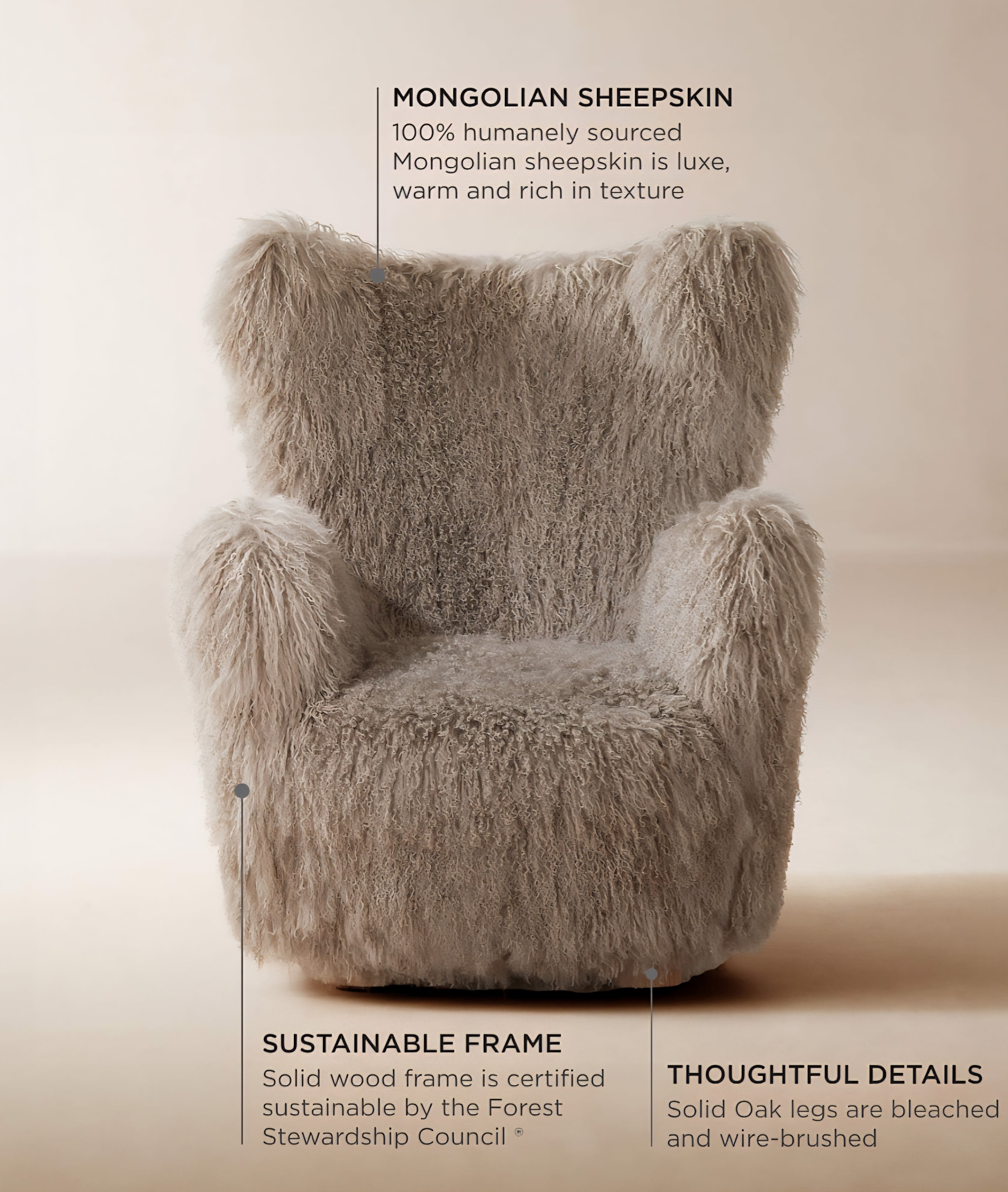 THE ONE × Mongolian Sheepskin Accent Chair