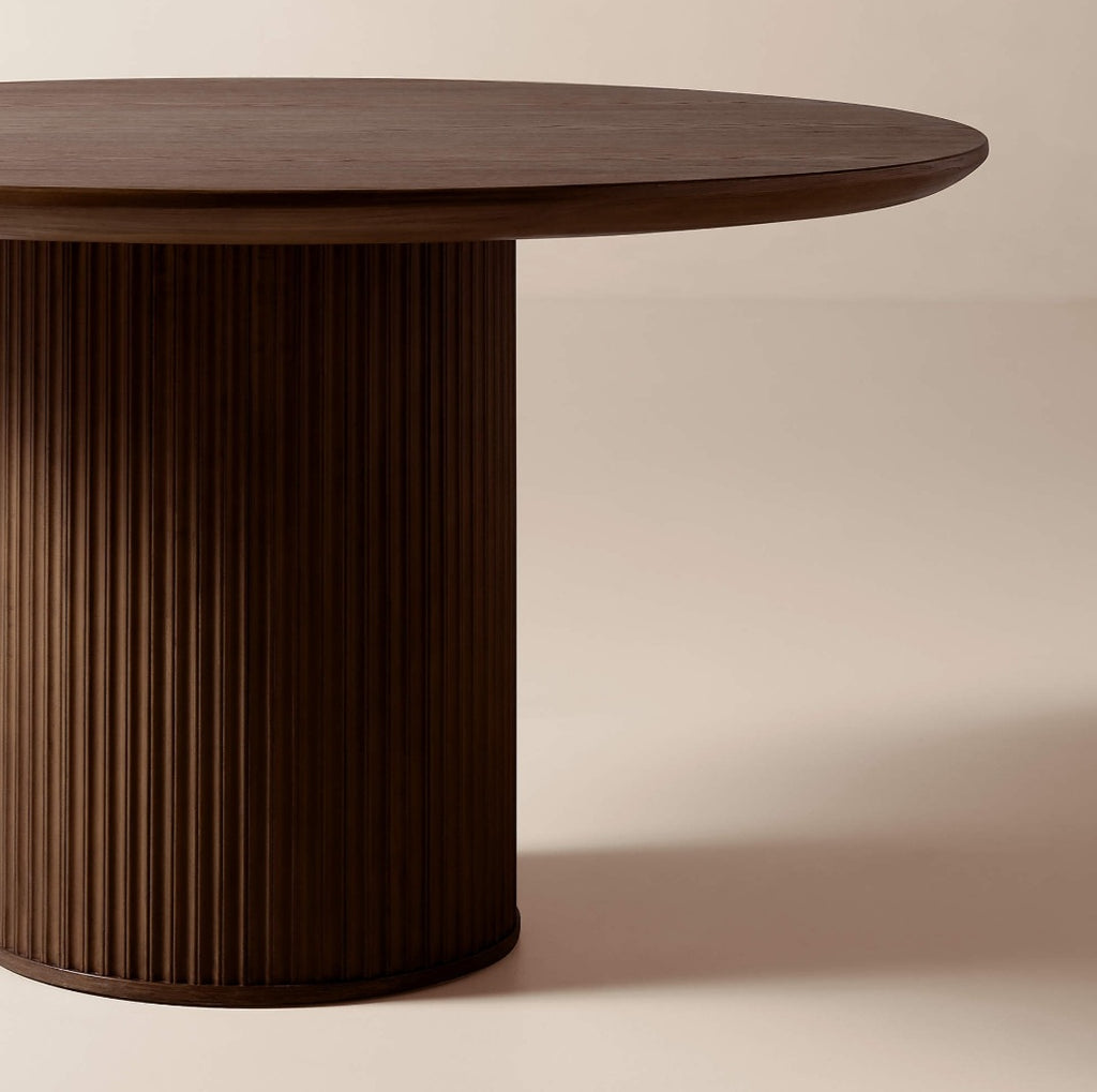 THE ONE × Davison — 55" Round Fluted Dark Oak Dining Table