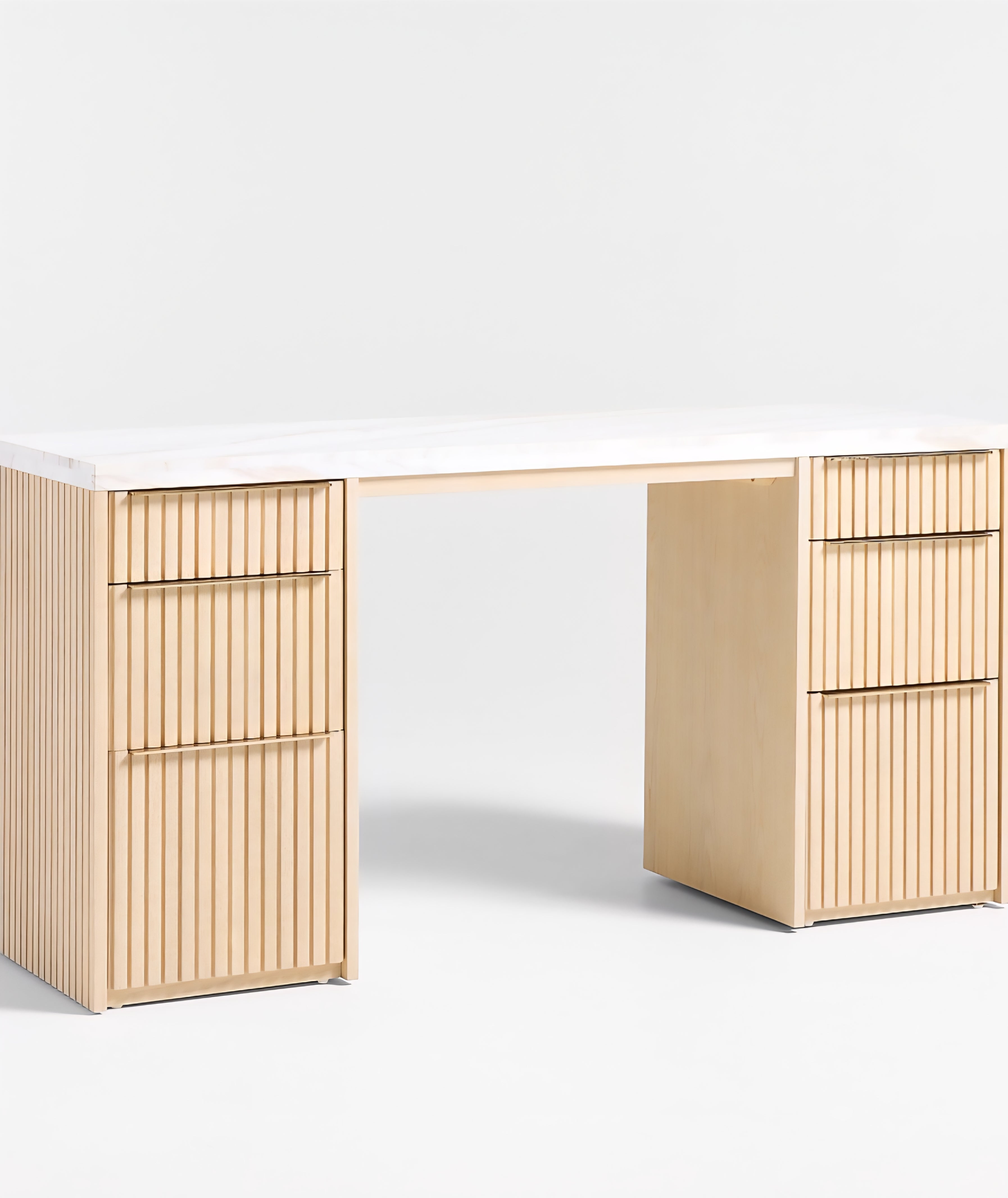 THE ONE × Batten — Natural Oak Console Desk with White Marble Top