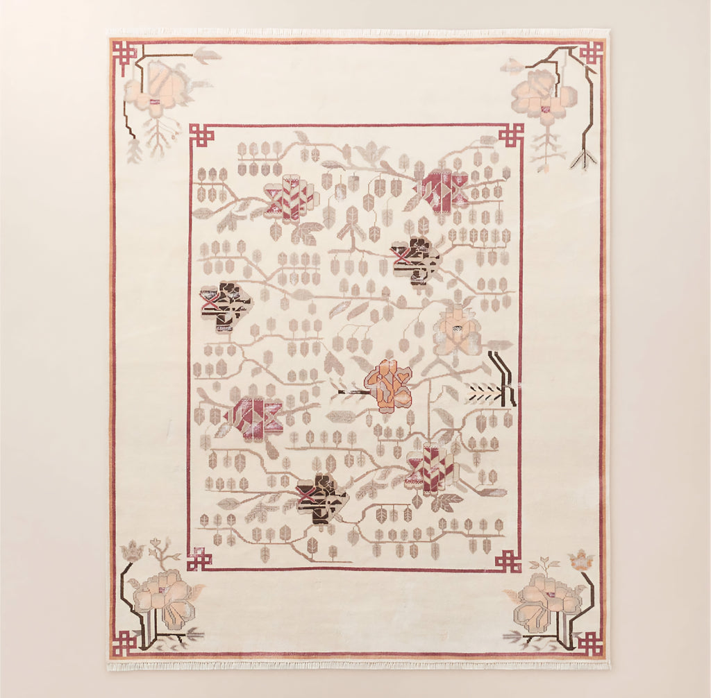 THE ONE × Fiora — Hand-Knotted Distressed Warm White New Zealand Wool Area Rug