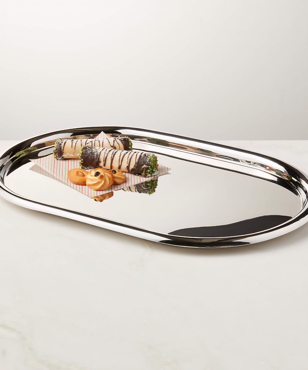 THE ONE × Piero — Oval Polished Stainless Steel Serving Tray