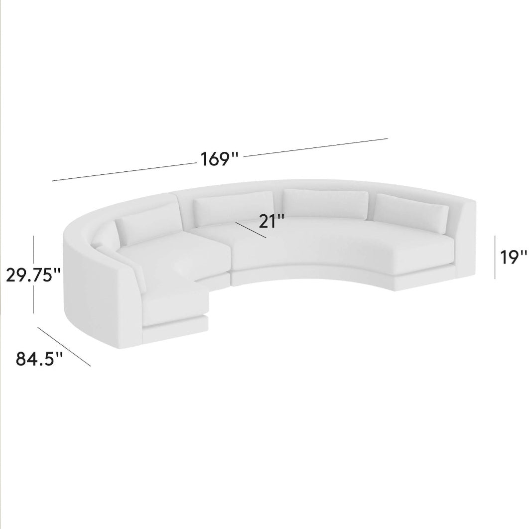 THE ONE × Sonora — Curved Blue Performance Velvet 
2-Piece Sectional.