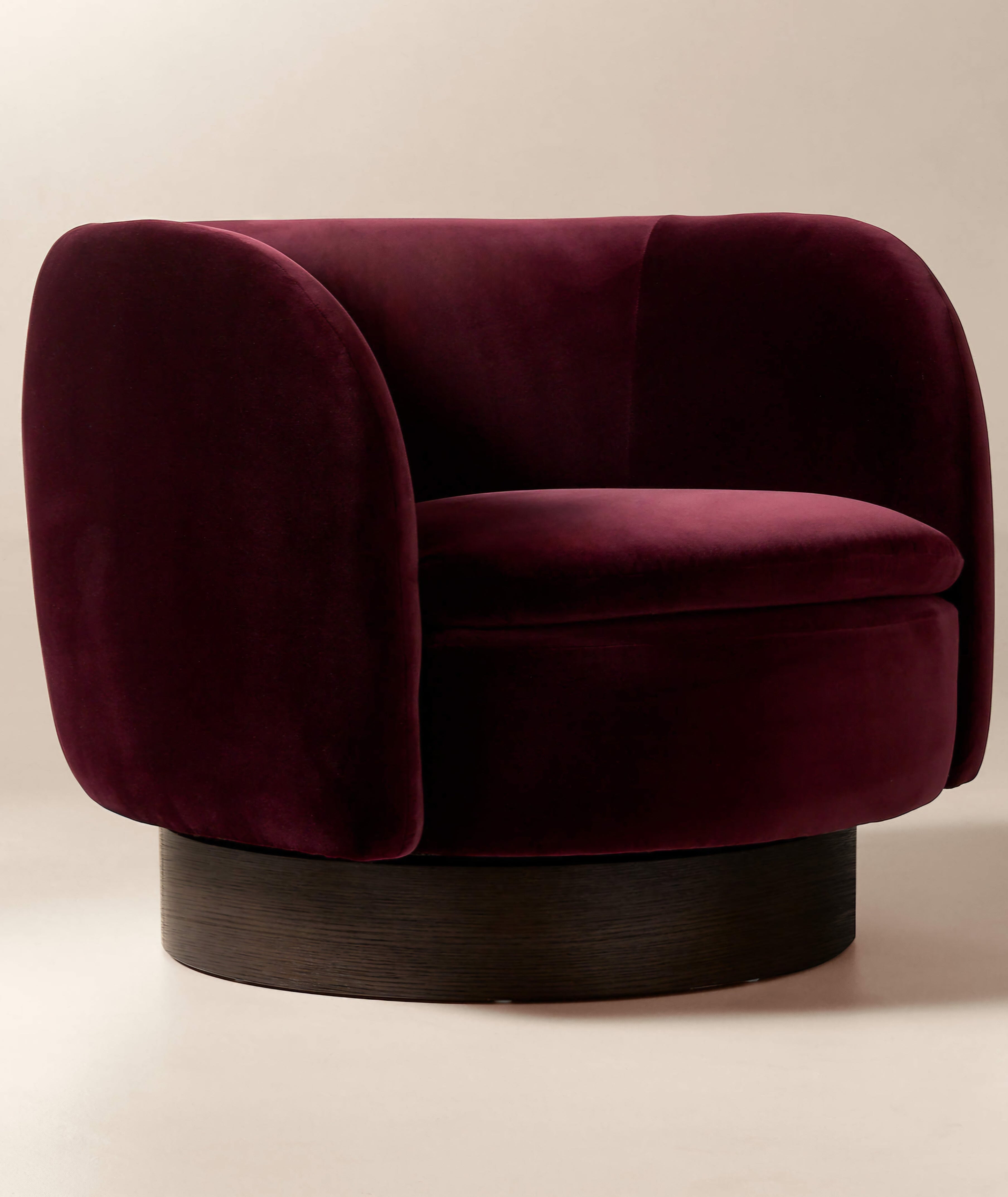 THE ONE × Muir — Taupe Velvet Swivel Chair