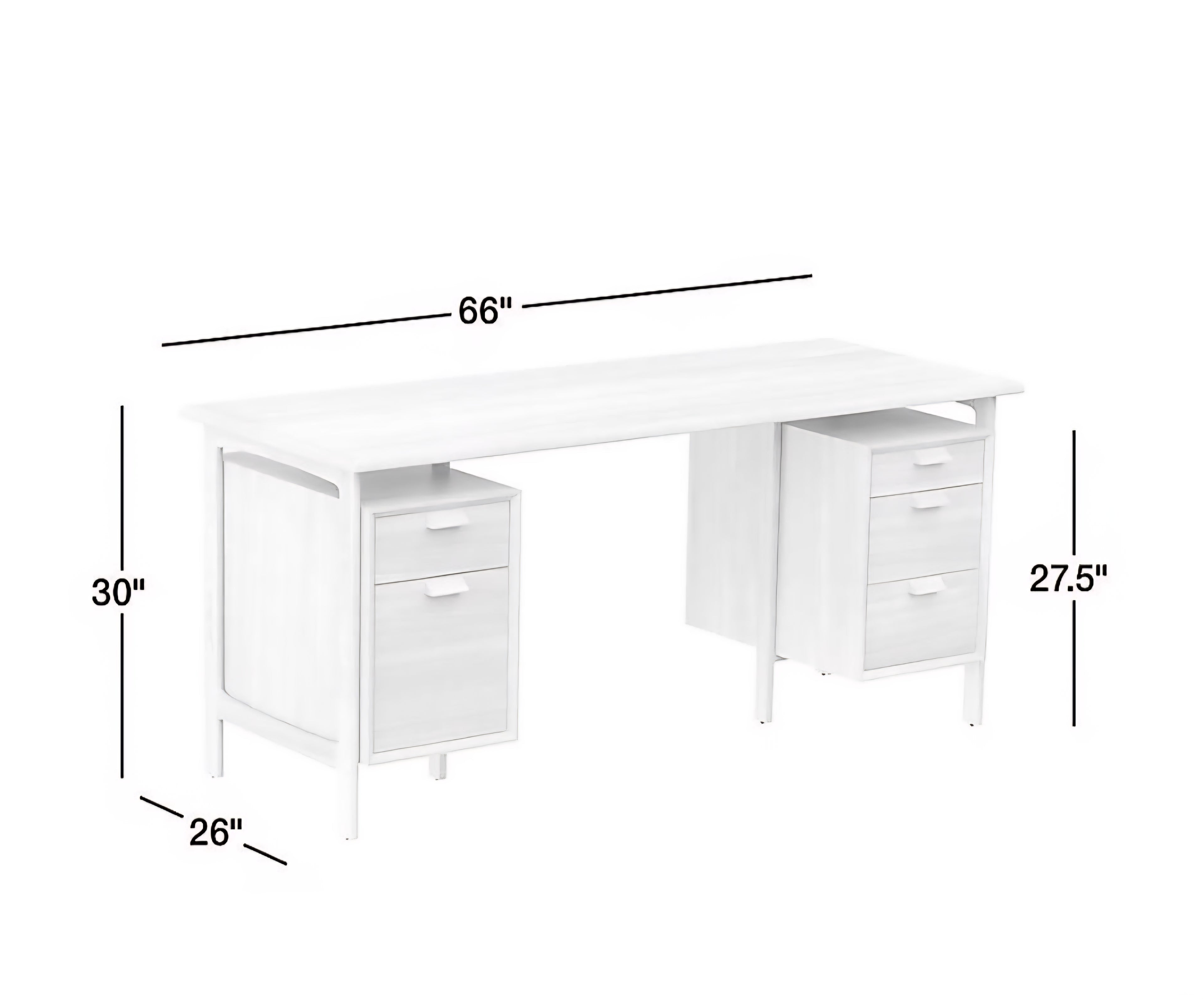 THE ONE × Elias — Natural Elm Wood Desk with File Cabinet (66")