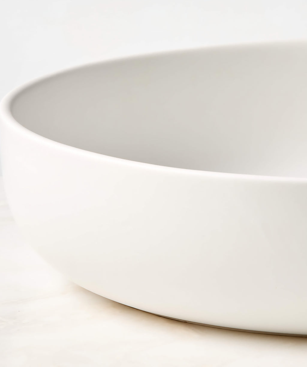 THE ONE × Mori — Matte White Low Serving Bowl