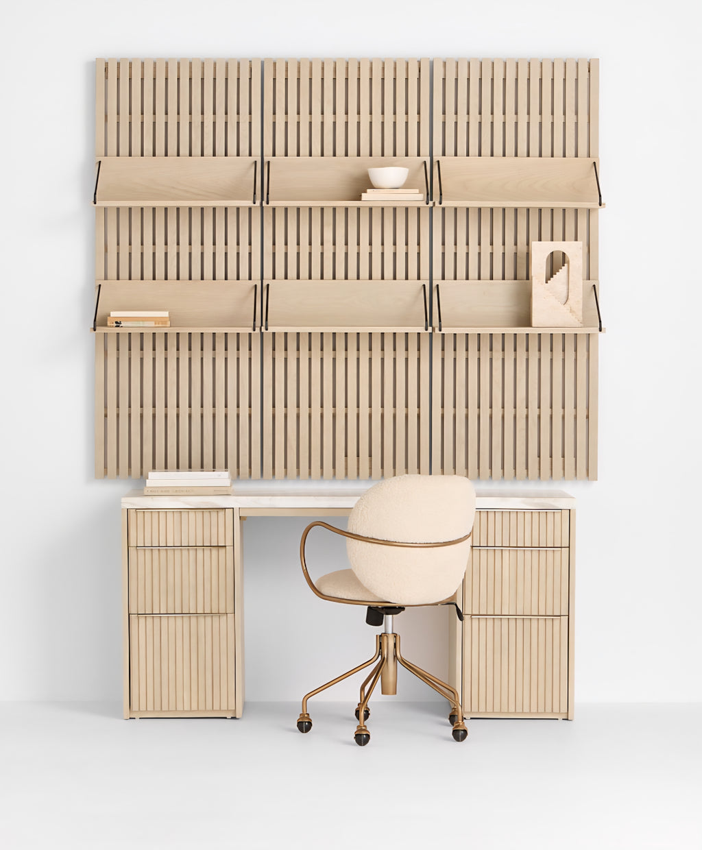 THE ONE × Luna — Ivory Boucle Upholstered Office Chair