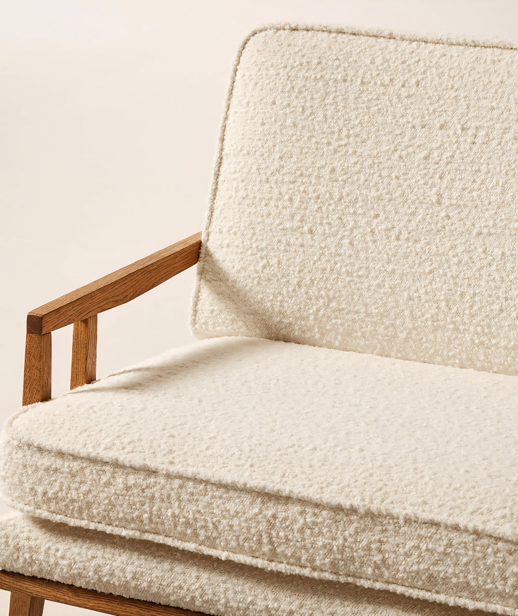THE ONE × Director — White Boucle Accent Chair