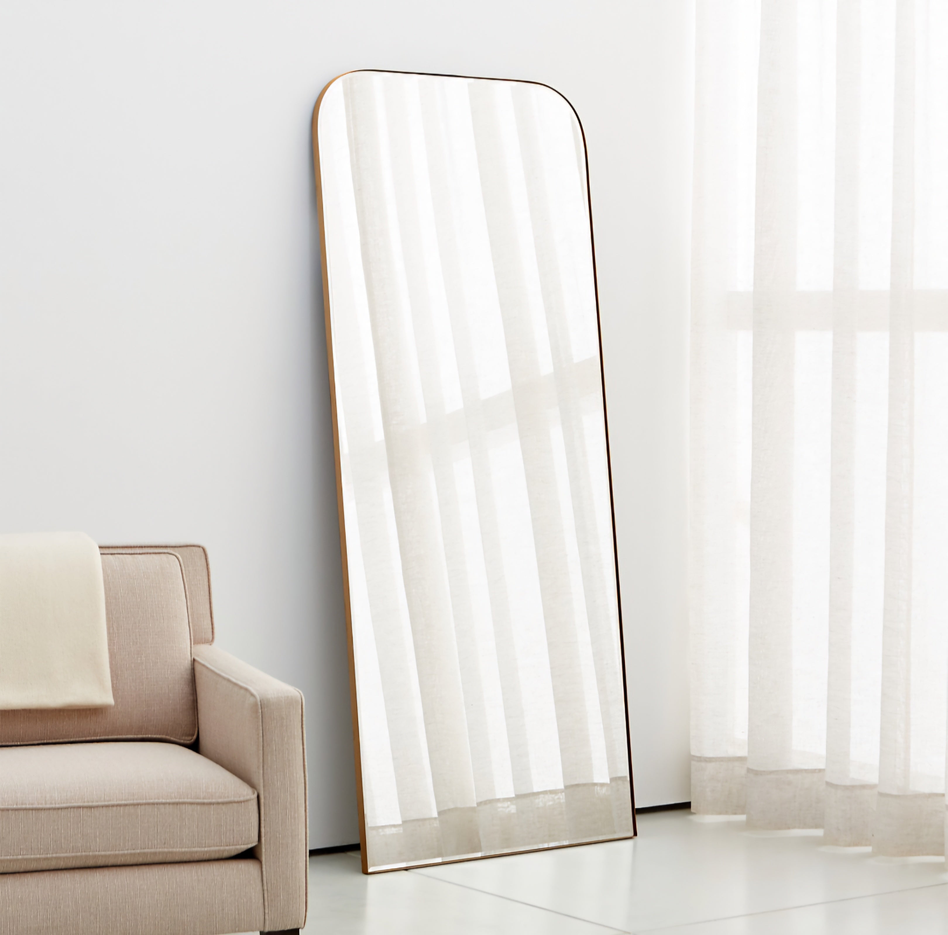 THE ONE × Edge — Walnut Arch Rectangle Floor Mirror