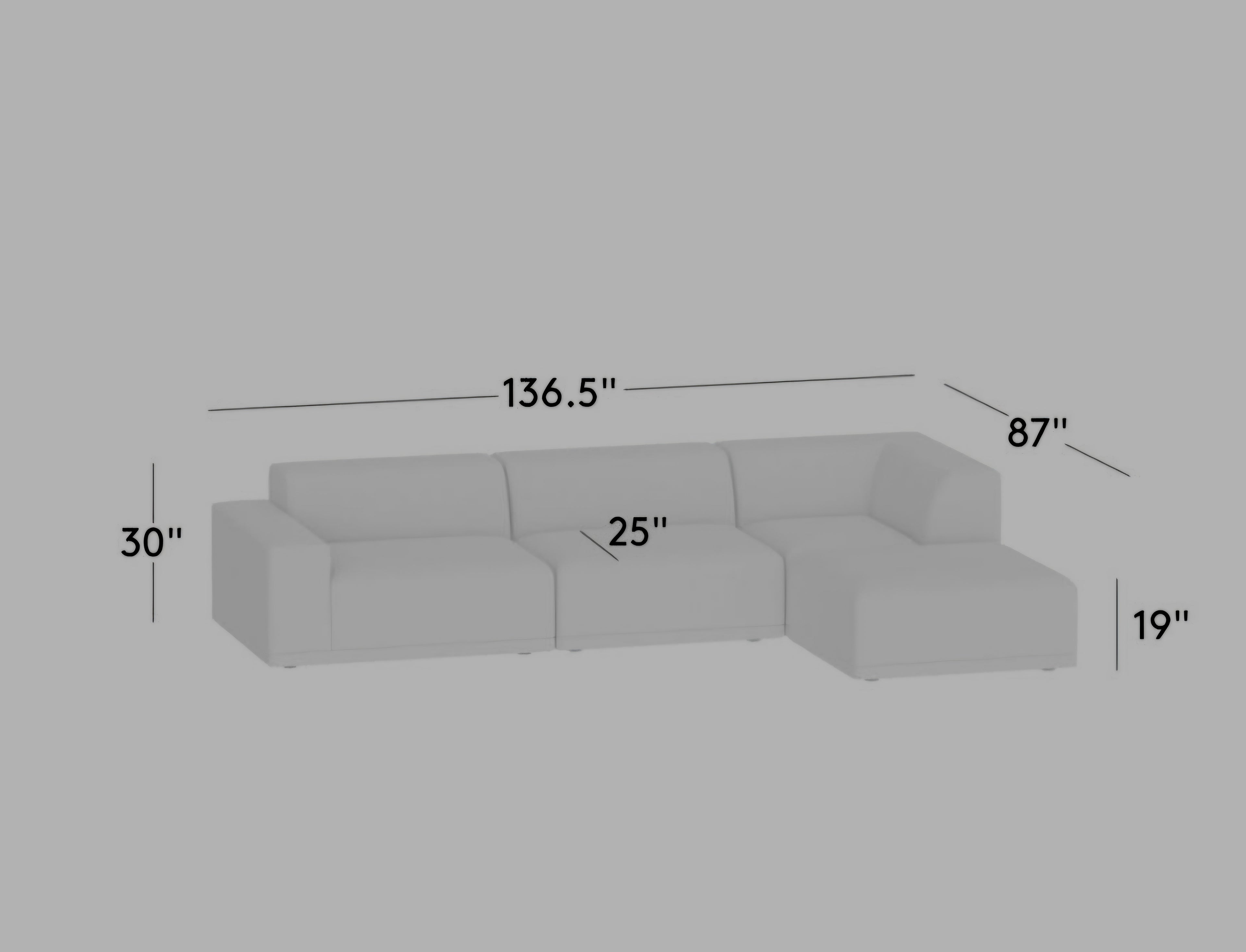 THE ONE × Faible — 4-Piece L-Shaped White Performance Linen Standard Depth Sectional Sofa with Left Arm