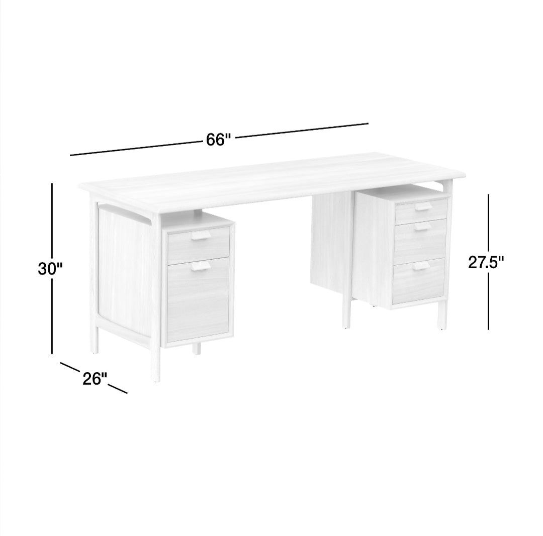 THE ONE × Elias — Natural Elm Wood Desk with File Cabinet (66")