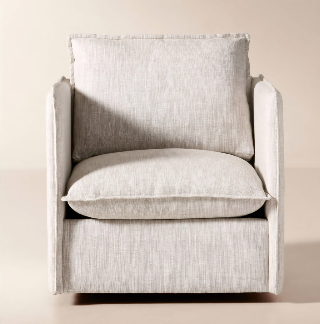 THE ONE × Corroy — Natural Linen Swivel Chair