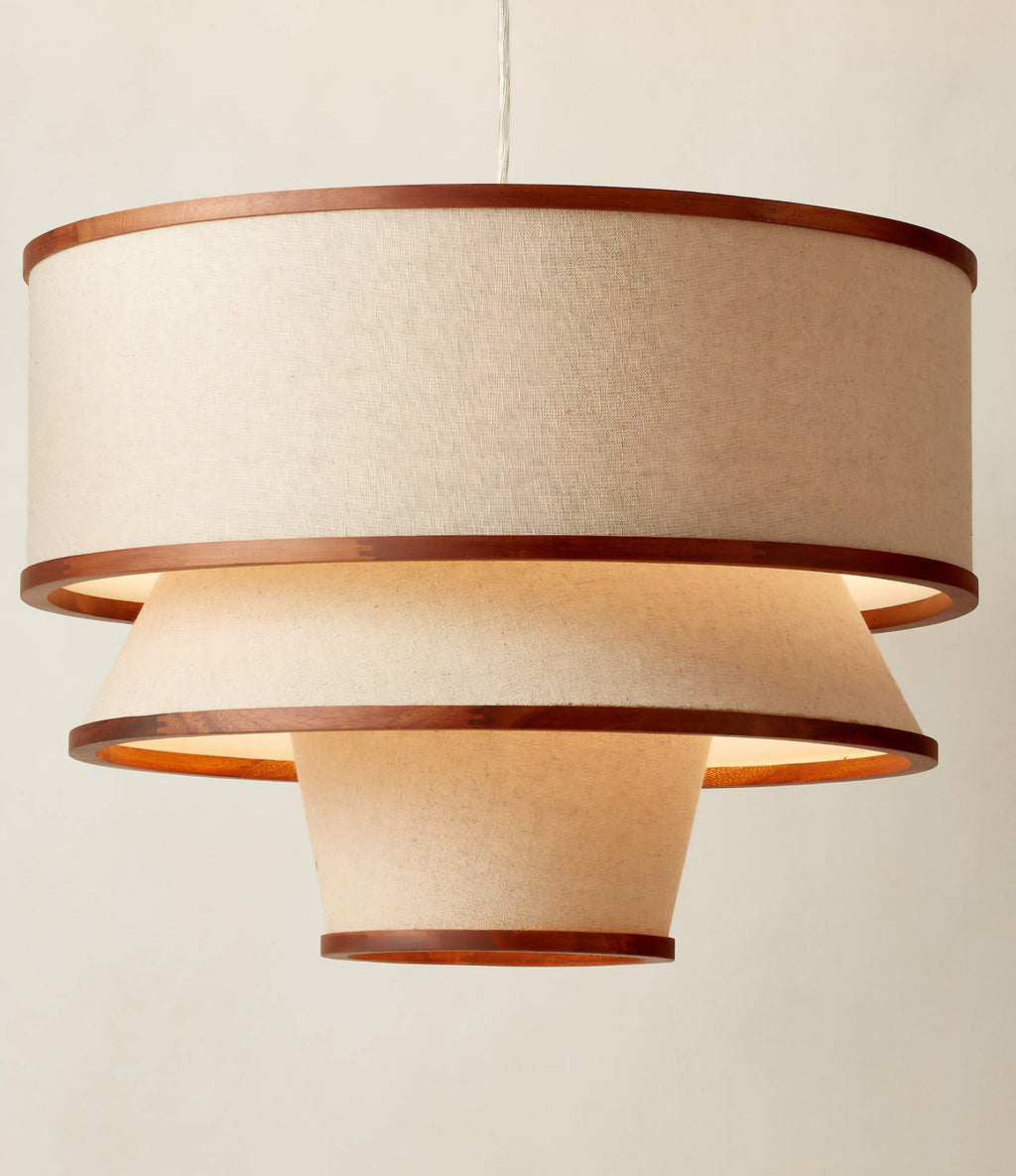 THE ONE × Bruna — Walnut Wood and Linen Pendant Light