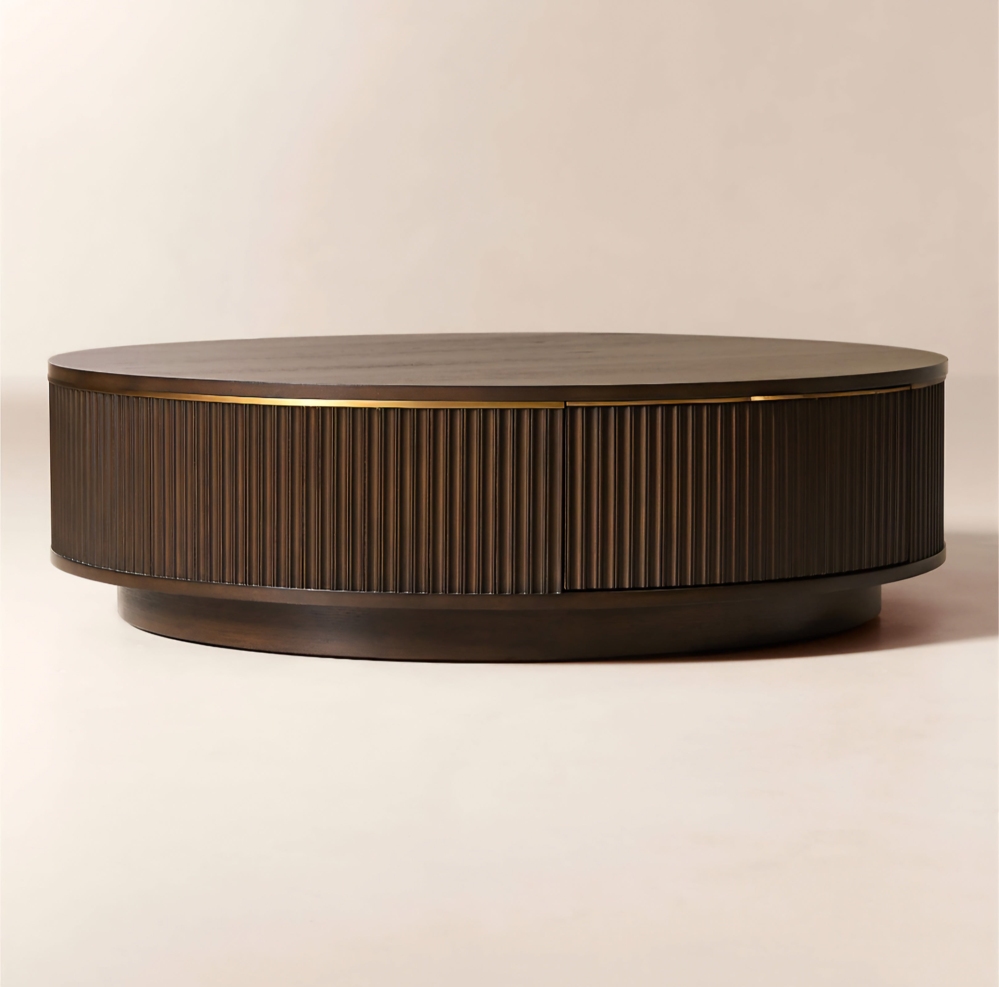 THE ONE × Davison — Round Fluted Dark Oak Coffee Table 50" Round