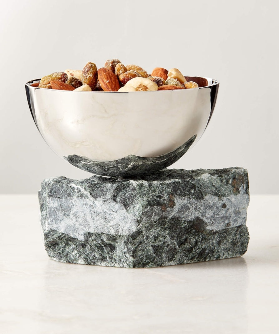 THE ONE × Laftin — Stainless Steel and Green Marble Snack Bowl