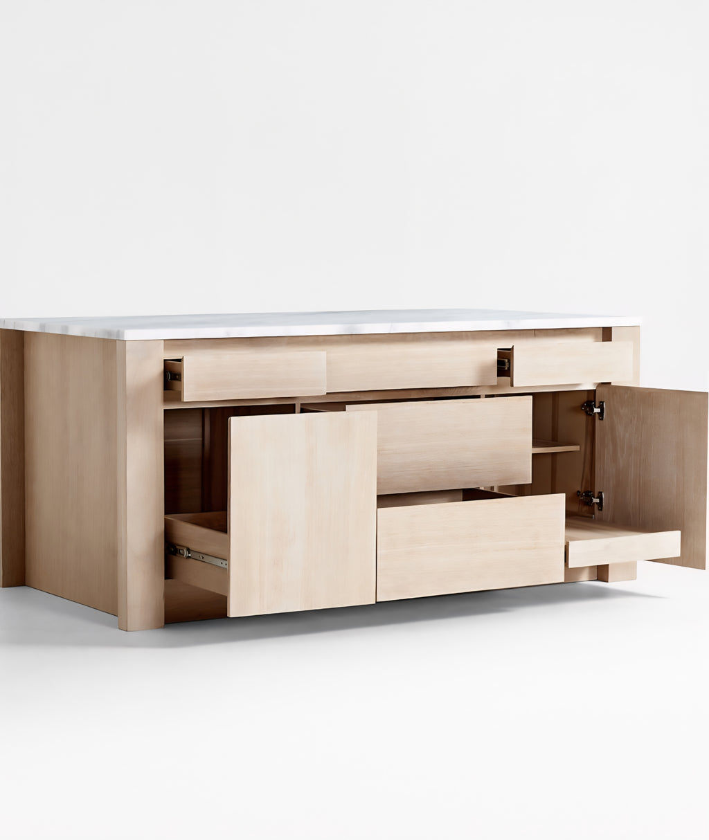 THE ONE × Terra — Marble Top Kitchen Island with Storage (78")