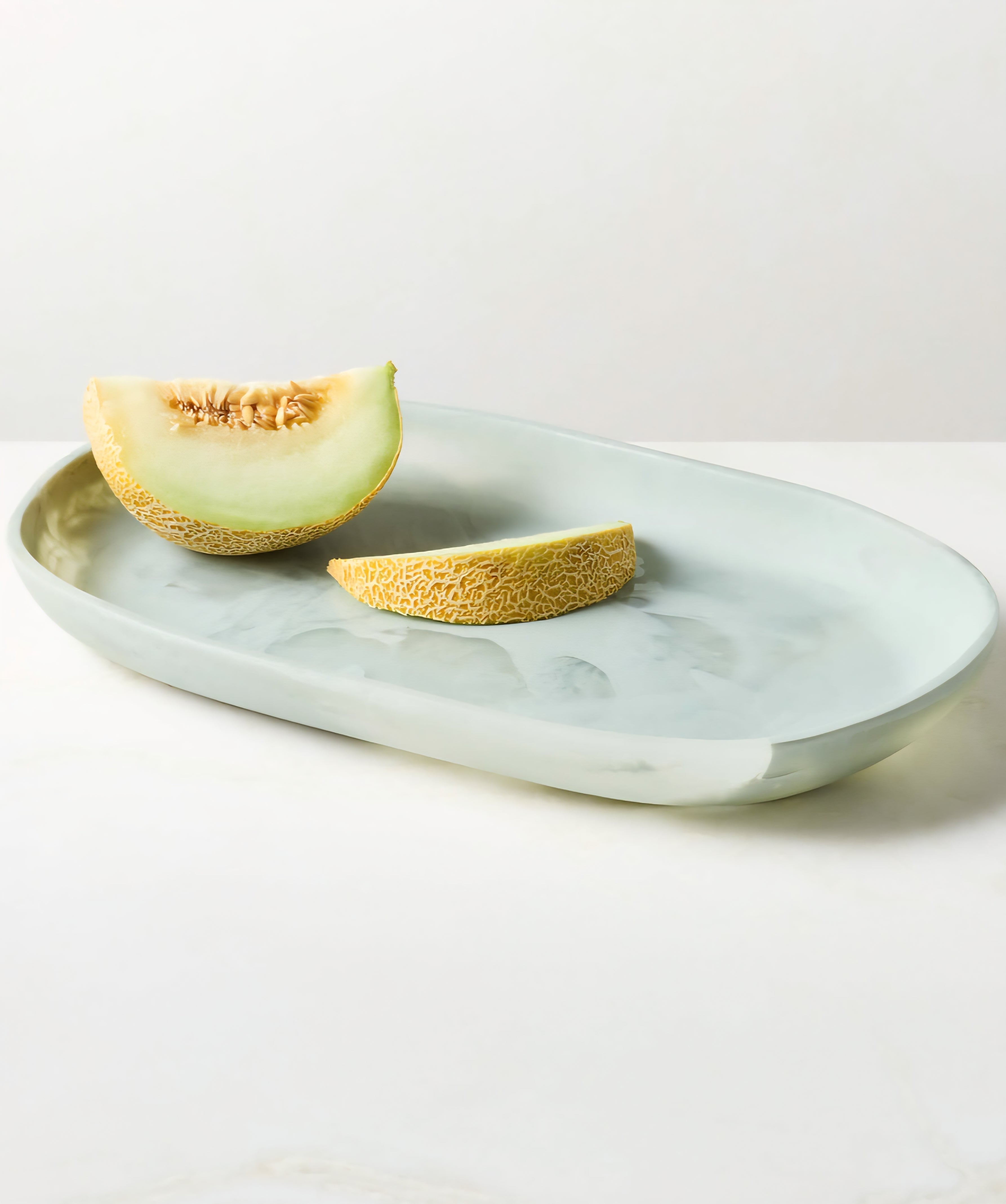 THE ONE × Radley — Oval Light Teal Swirl Resin Serving Platter