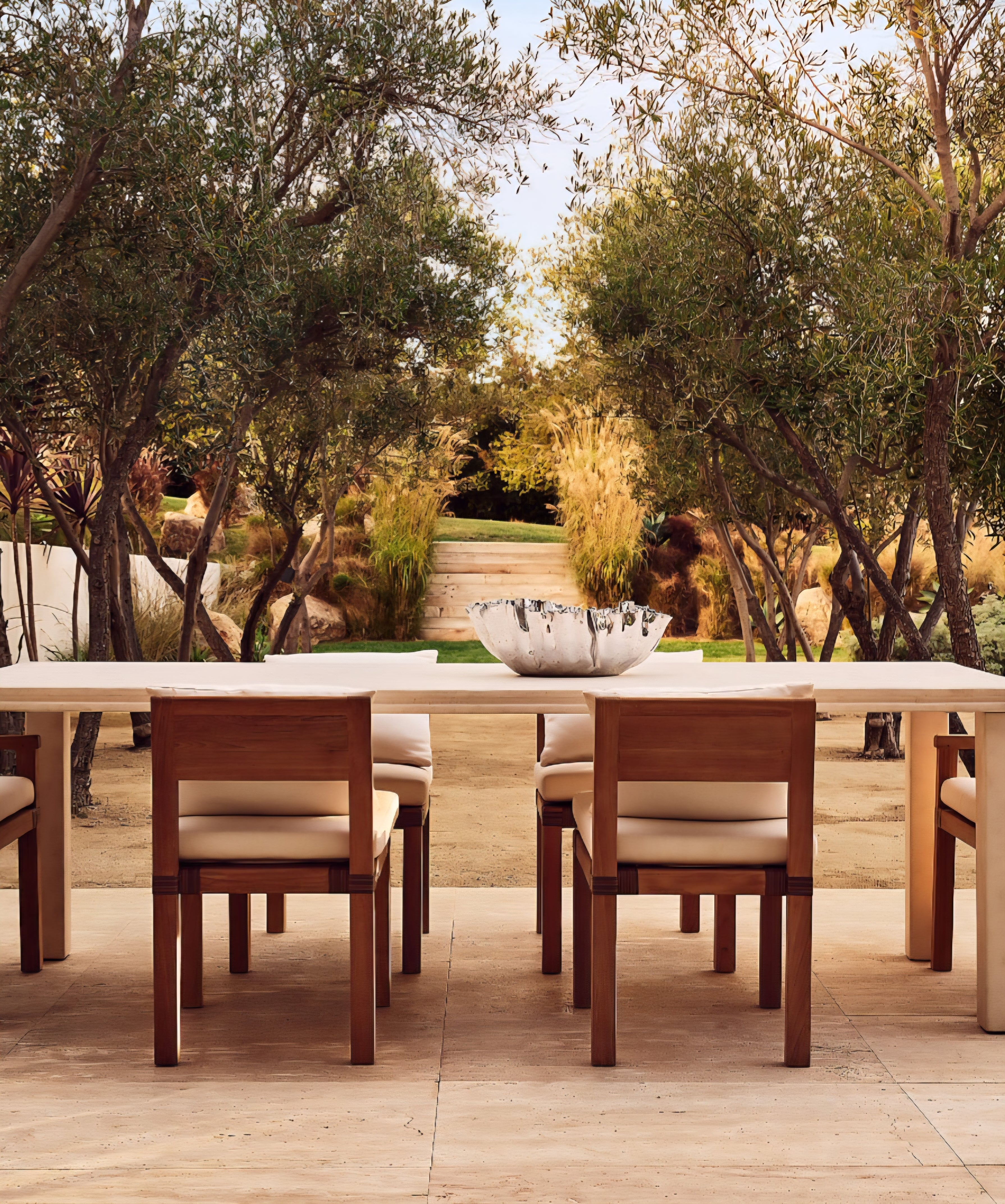 THE ONE × Oakley — Teak Outdoor Dining Armchair with Ivory Sunbrella® Cushion