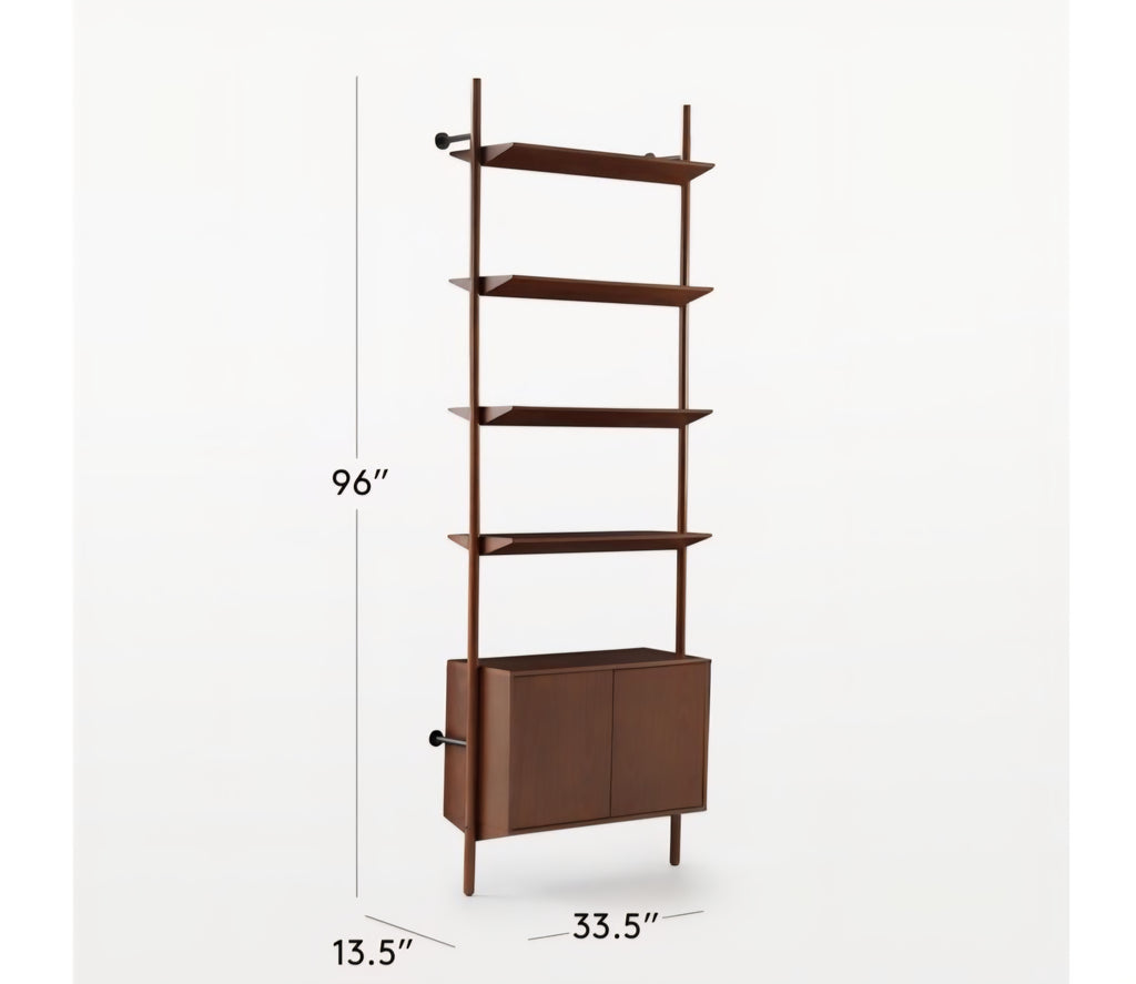 THE ONE × Nabla — Black Walnut Wall‑Mount Bookcase with Cabinet