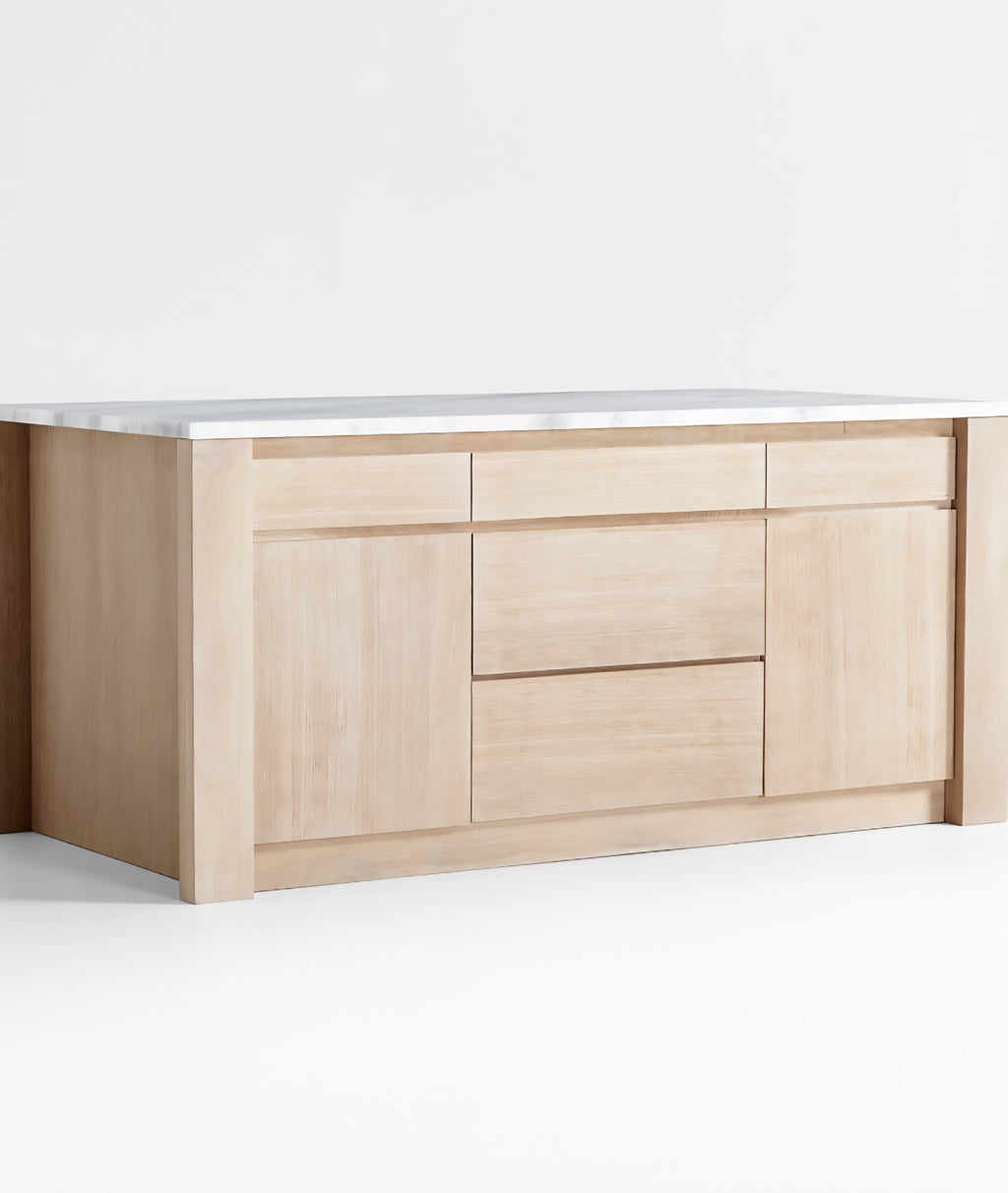 THE ONE × Terra — Marble Top Kitchen Island with Storage (78")