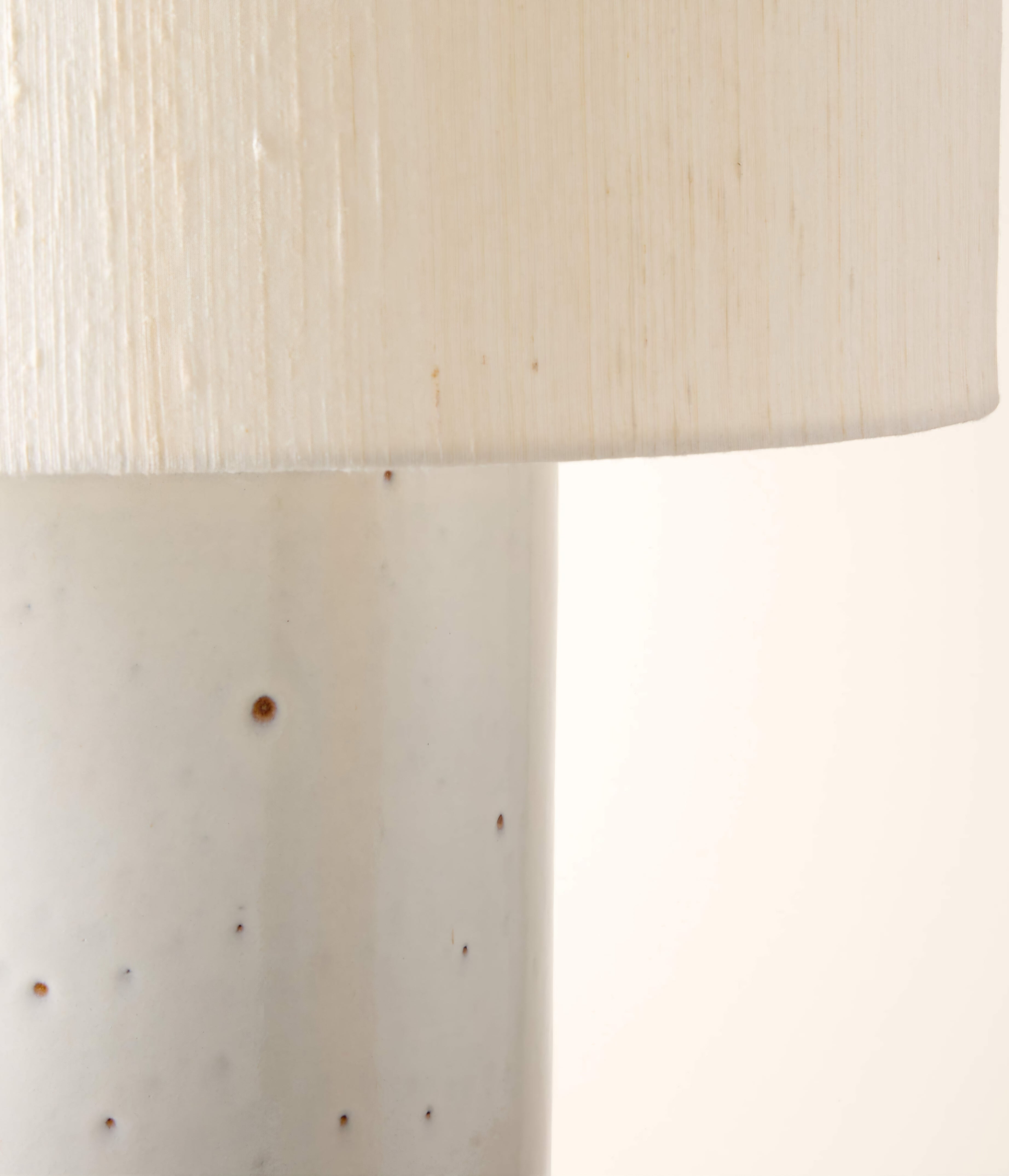THE ONE × Rosalind — White Ceramic Reactive Glaze Table Lamp with Silk Shade