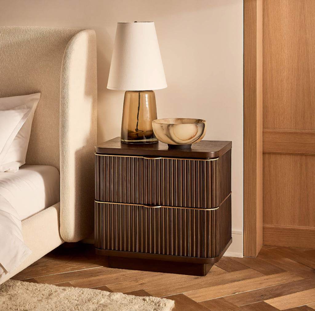 THE ONE × Davison — 2-Drawer Fluted Dark Oak Nightstand