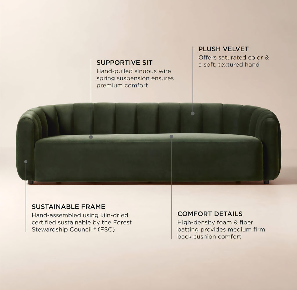 THE ONE × Fitz — Channeled White Boucle Loveseat