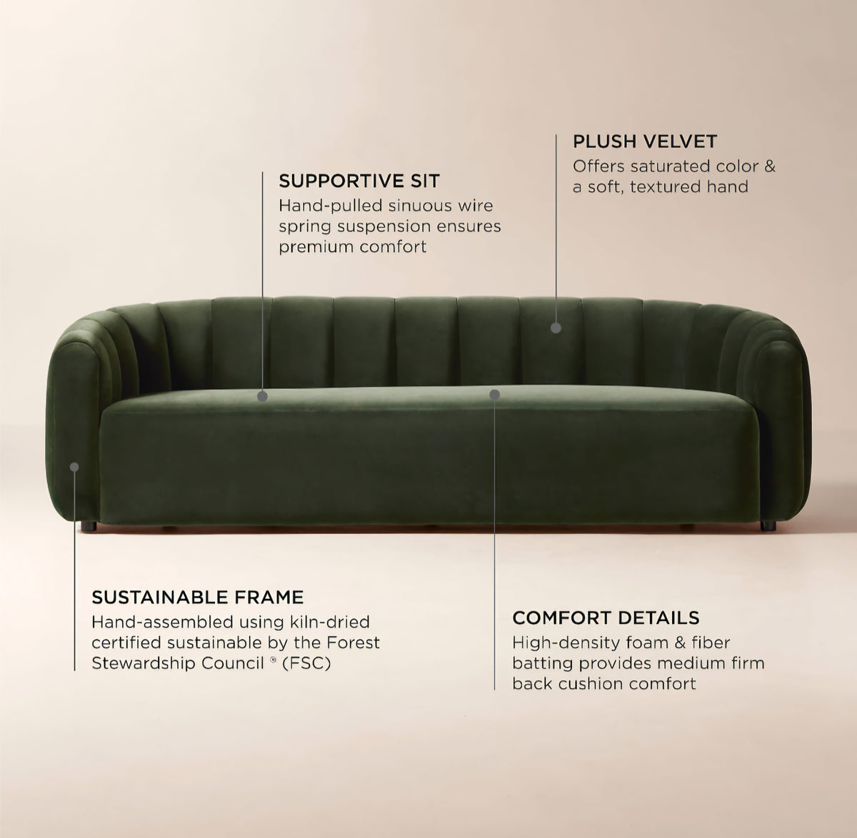 THE ONE × Fitz — Channeled White Boucle Loveseat