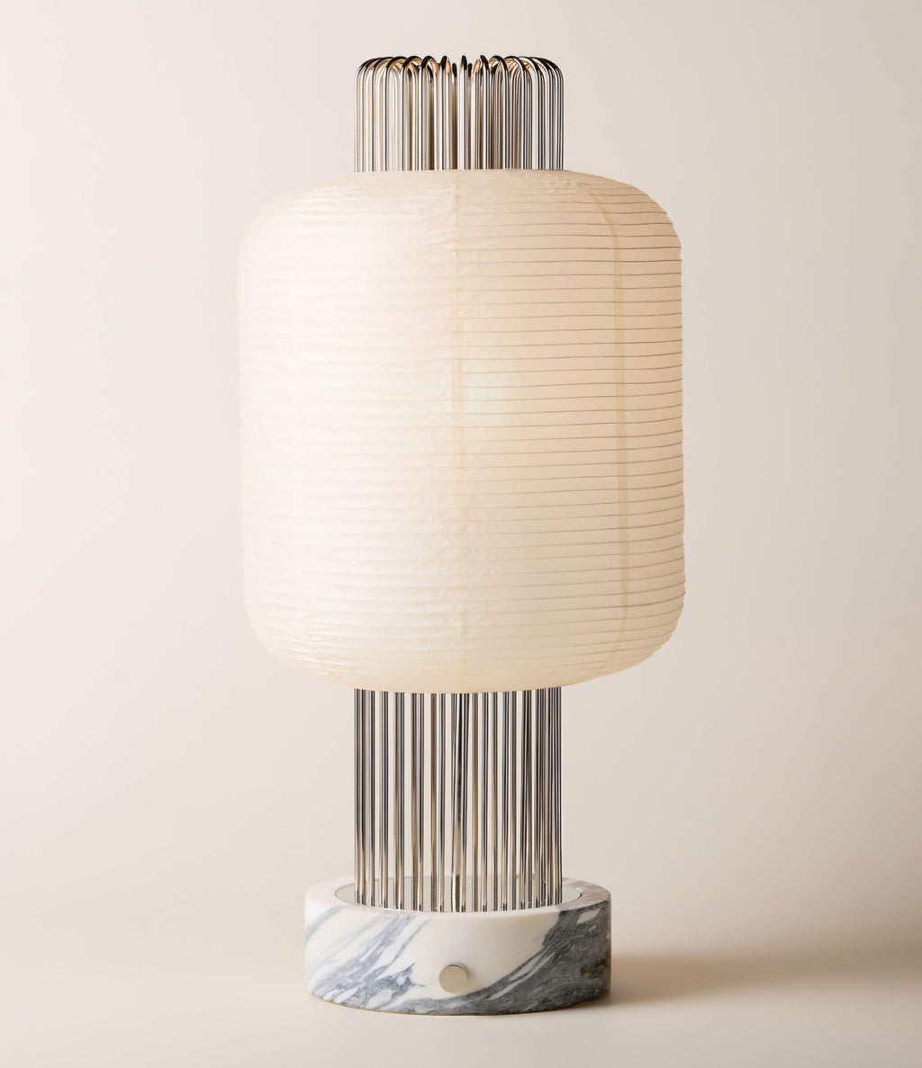 THE ONE × Nagara — Rice Paper Table Lamp with White Marble Base