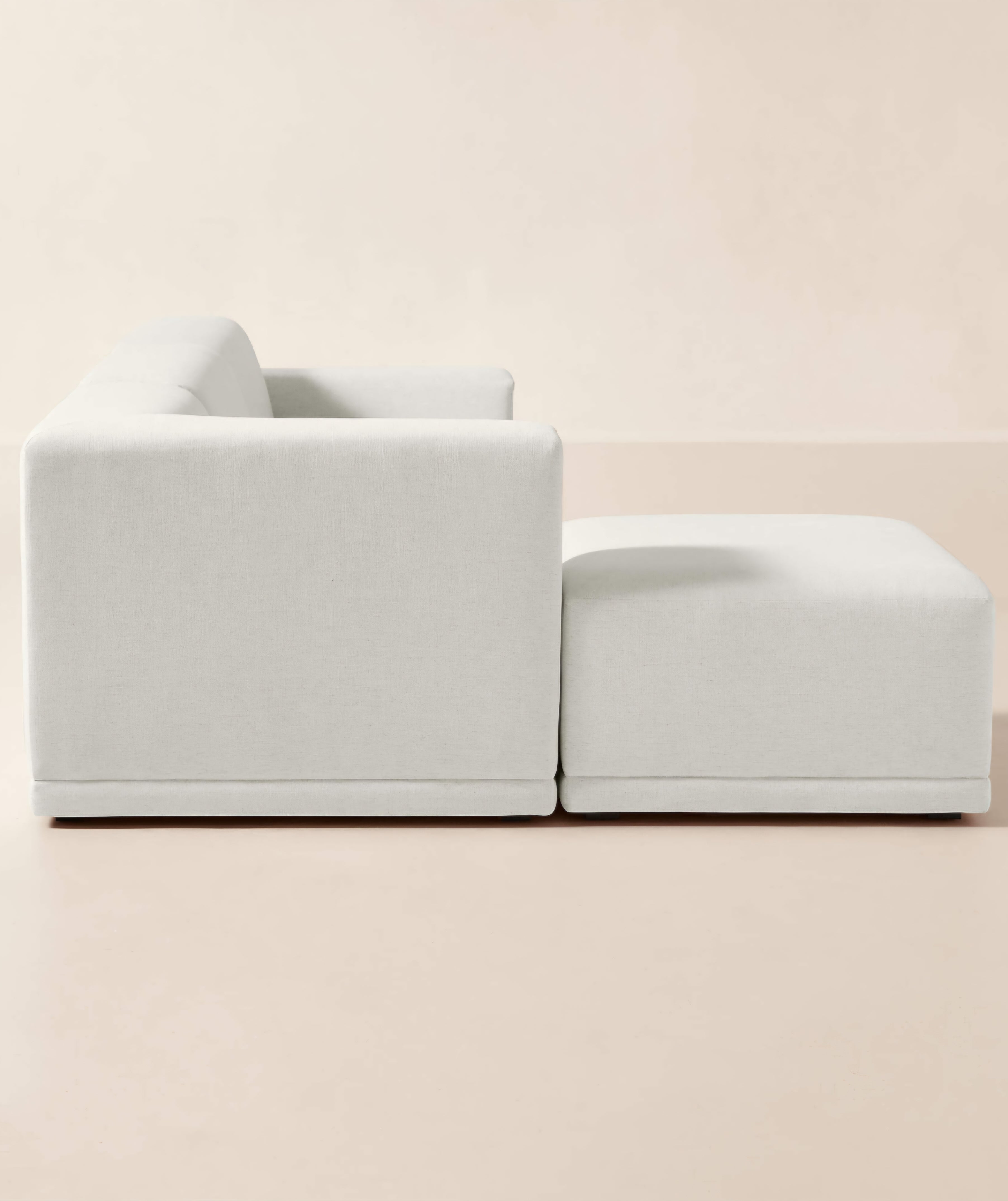 THE ONE × Faible — 4-Piece L-Shaped White Performance Linen Standard Depth Sectional Sofa with Right Arm