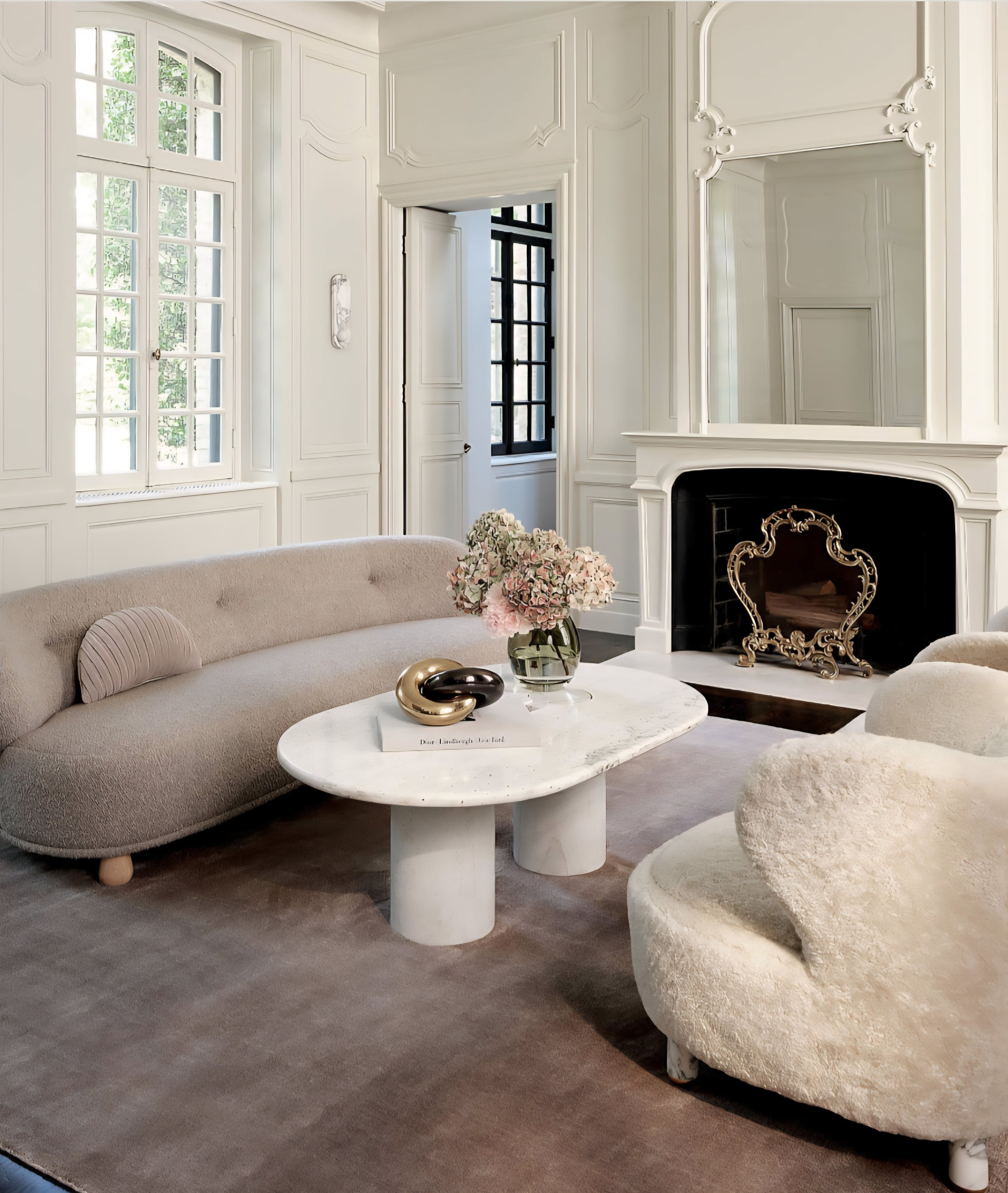 THE ONE × Nadine — Shearling Accent Chair with Marble Legs