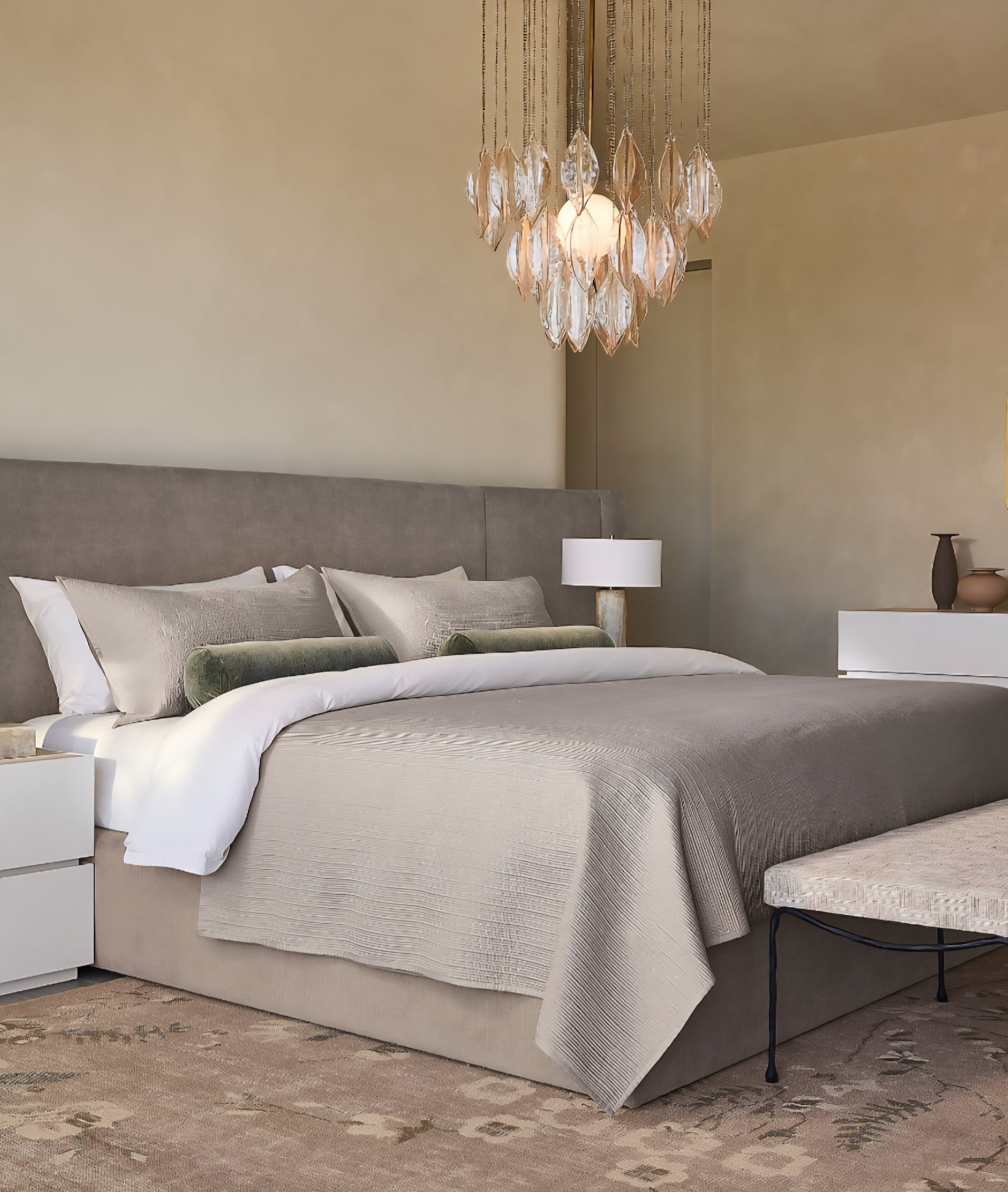 THE ONE × Abbott — Arctic Blue Velvet Upholstered Extended King Platform Bed