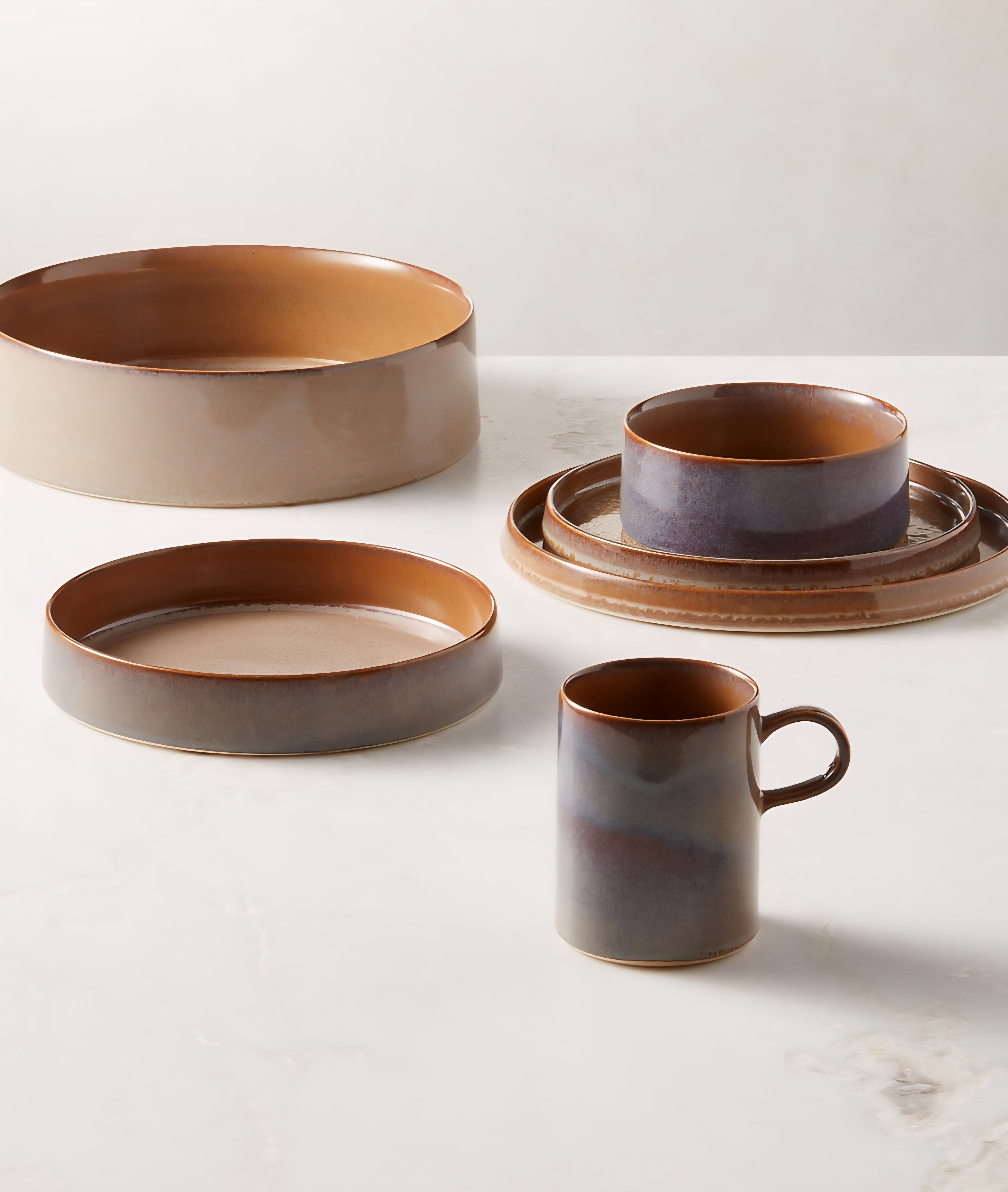 THE ONE × Prado — 4-Piece Reactive Glaze Dinnerware Set