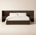 THE ONE × Davison — Fluted Dark Brown Wood King Bed with Nightstands