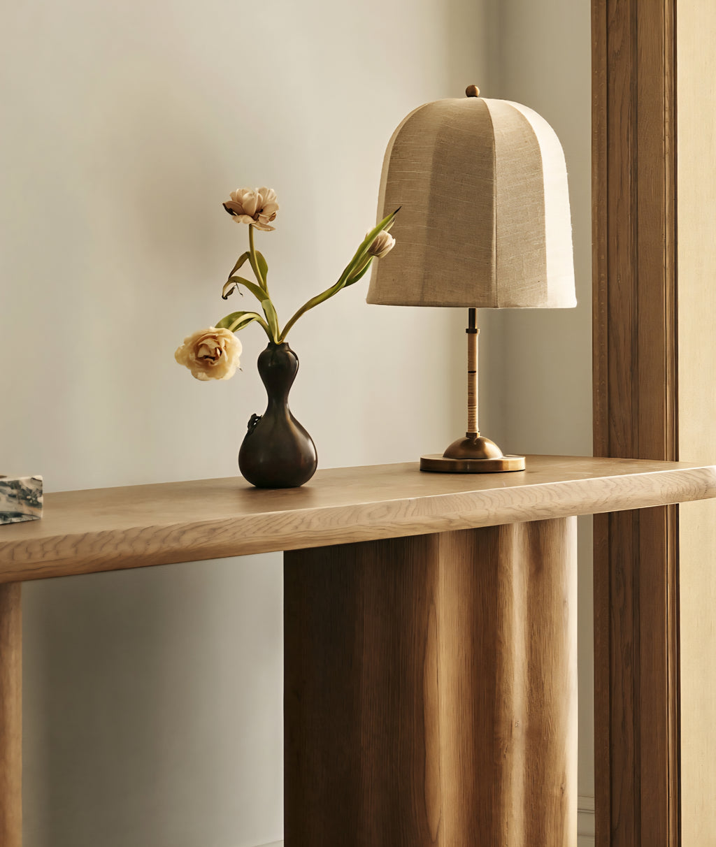 THE ONE × Allegra — Rattan and Linen Table Lamp