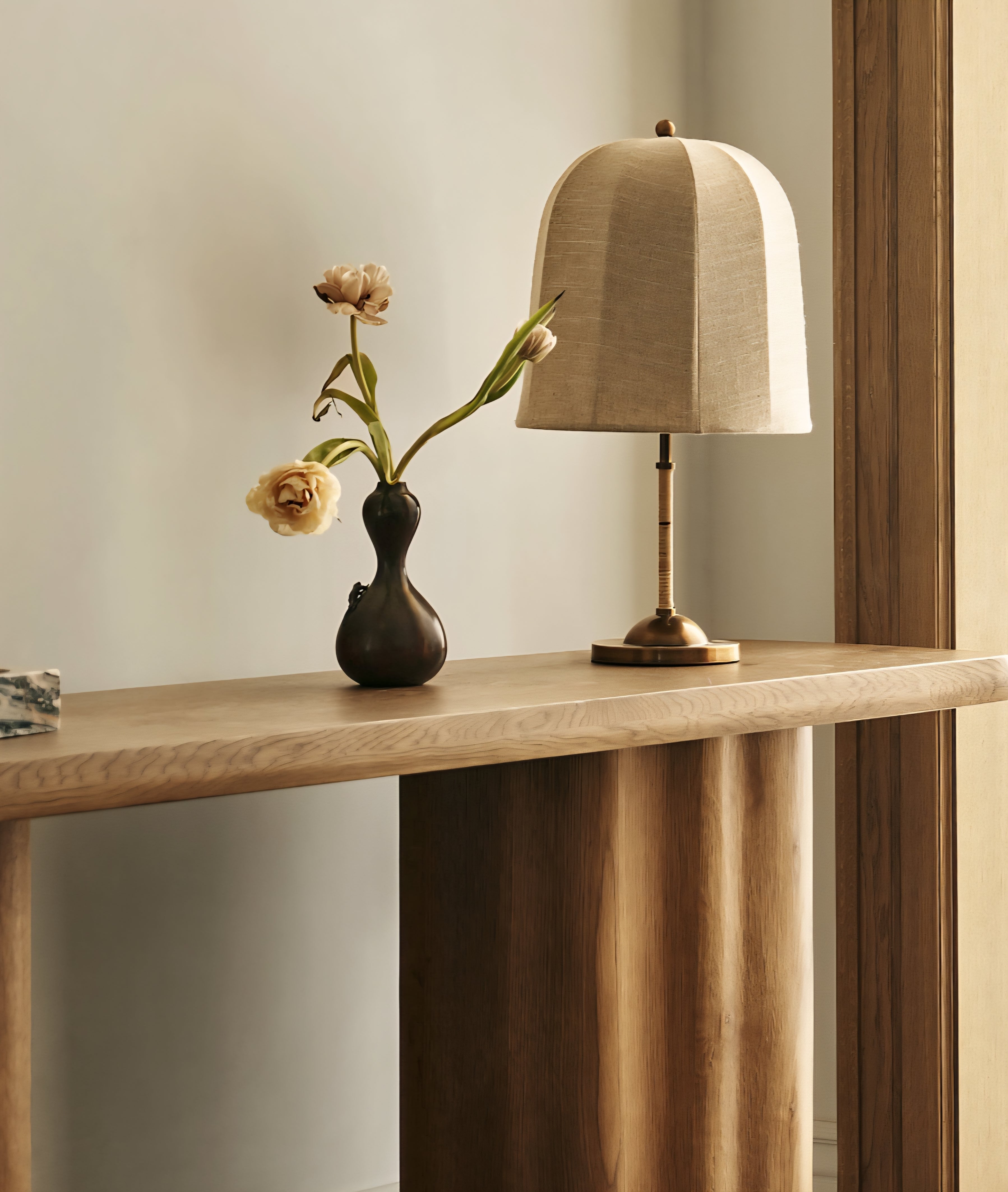 THE ONE × Allegra — Rattan and Linen Table Lamp