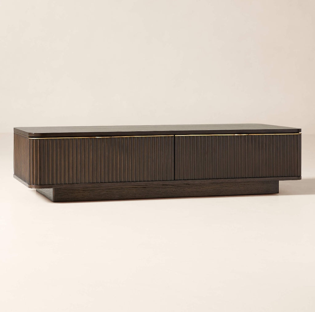 THE ONE × Davison — Rectangular Fluted Dark Oak Coffee Table