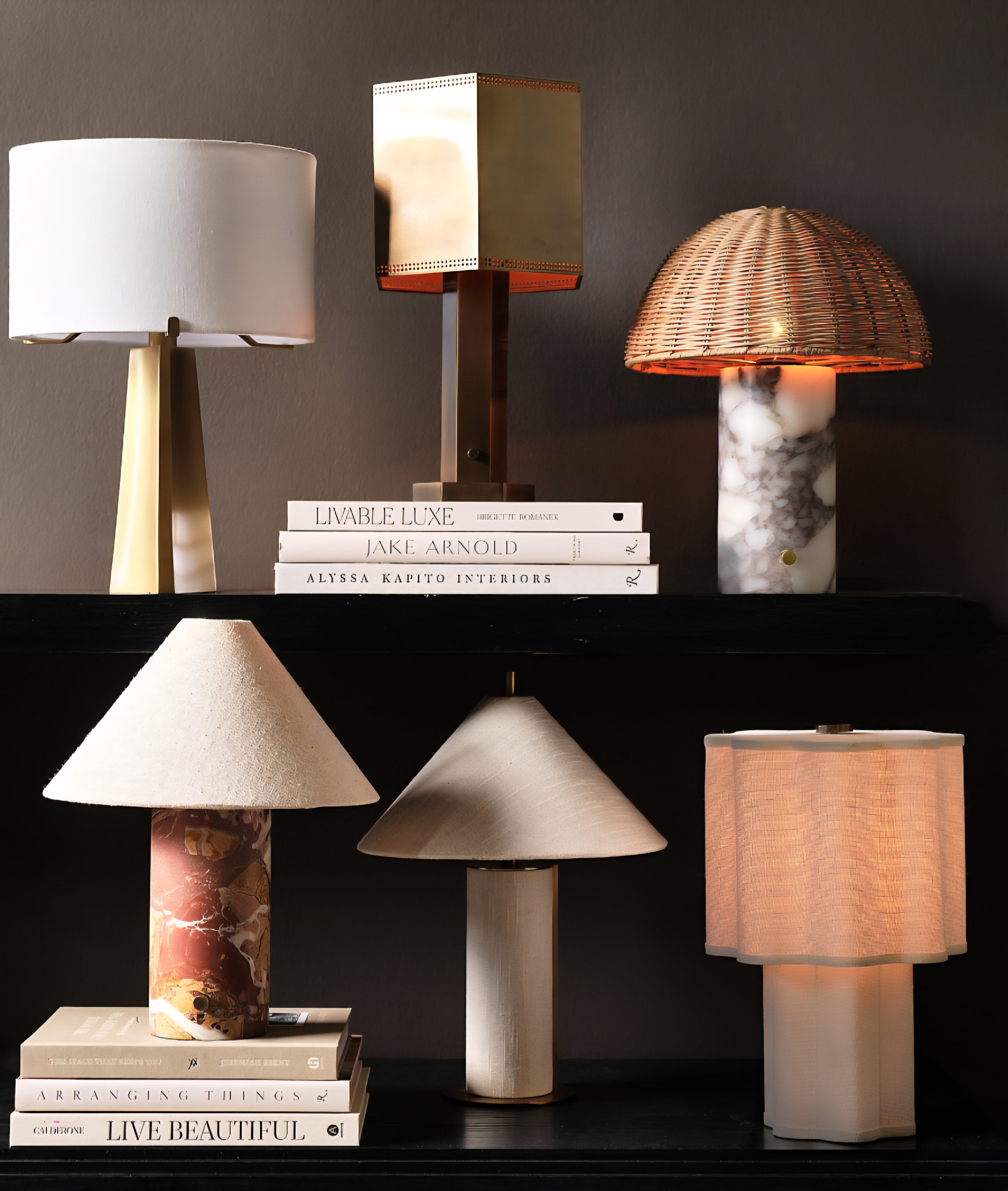 THE ONE × Seine — Calacatta Marble Mini Lamp with Rattan Shade